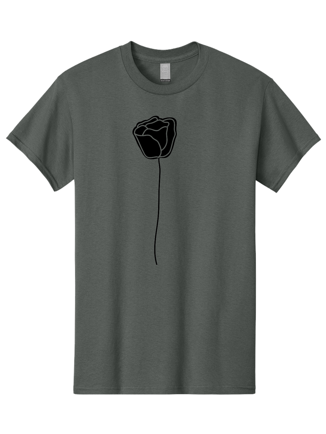 Rose-Illustration Men'S Graphic Tee, 100% Cotton, Comfortable Casual Summer Wear, Machine Washable, Black Rose Silhouette, Simple Line Art, Minimalist Design, Elegant Flower, Symbolic Rose, Modern Illustration, Bold Graphics Aac232