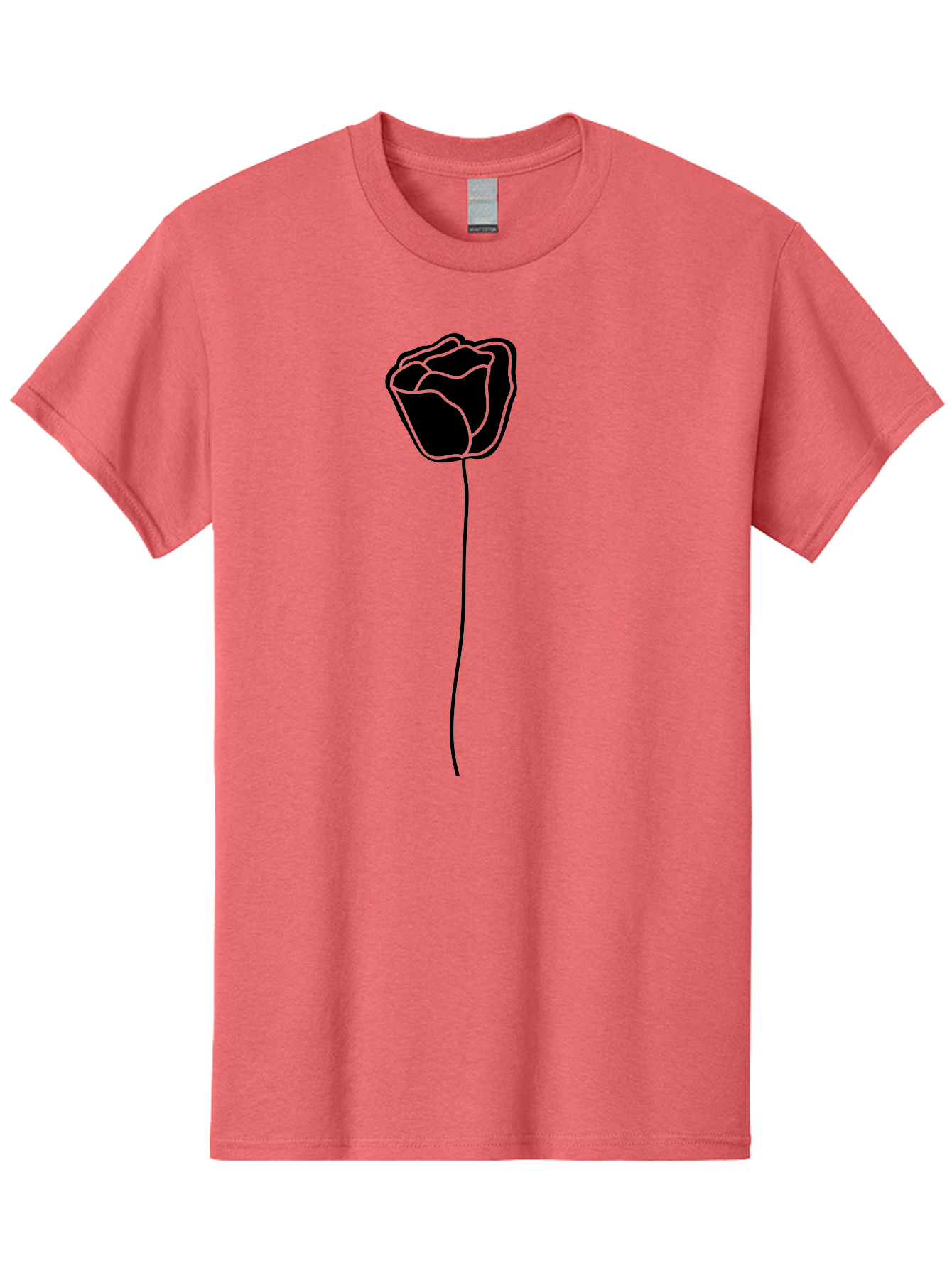 Rose-Illustration Men'S Graphic Tee, 100% Cotton, Comfortable Casual Summer Wear, Machine Washable, Black Rose Silhouette, Simple Line Art, Minimalist Design, Elegant Flower, Symbolic Rose, Modern Illustration, Bold Graphics Aac232