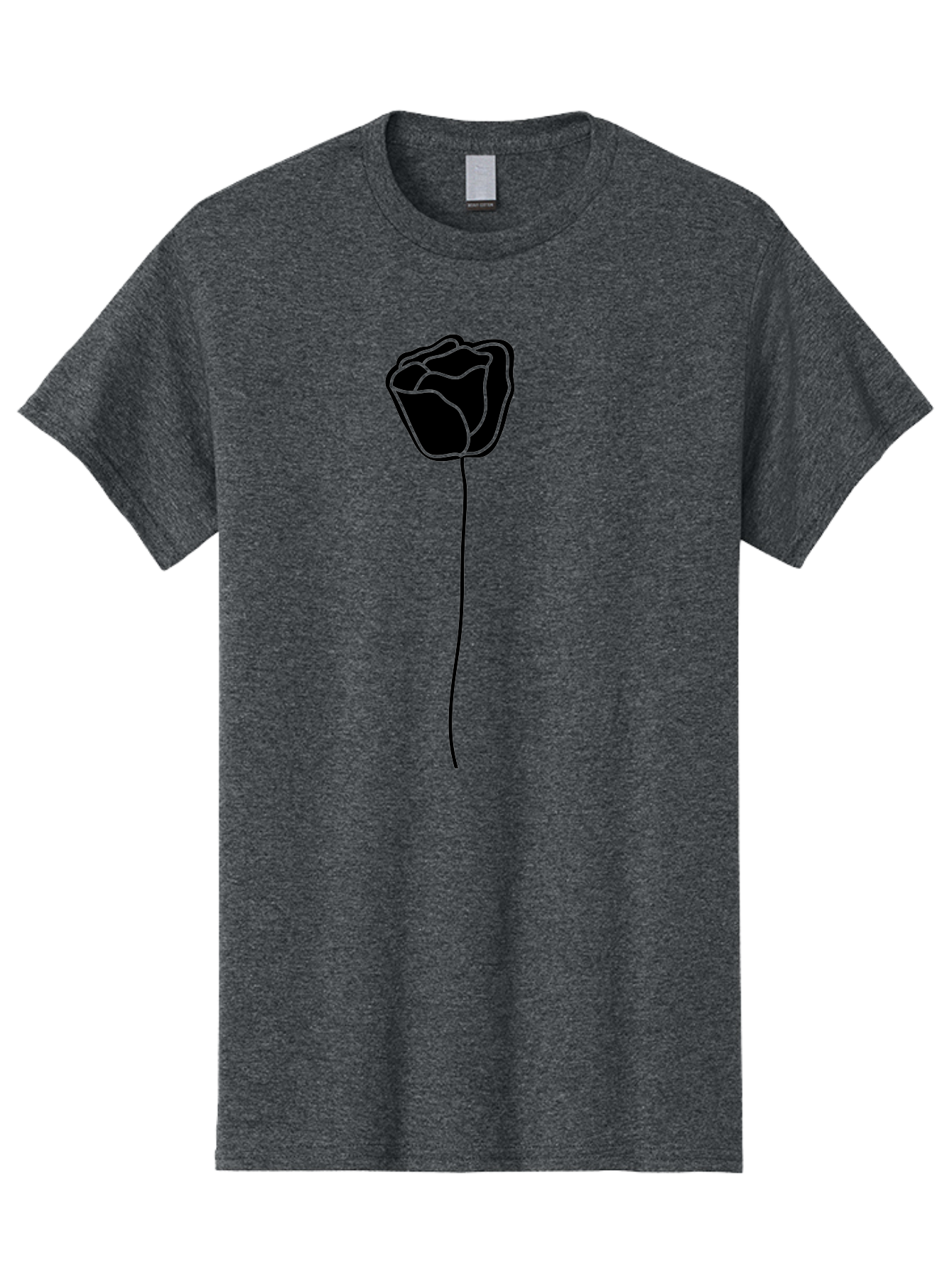 Rose-Illustration Men'S Graphic Tee, 100% Cotton, Comfortable Casual Summer Wear, Machine Washable, Black Rose Silhouette, Simple Line Art, Minimalist Design, Elegant Flower, Symbolic Rose, Modern Illustration, Bold Graphics Aac232