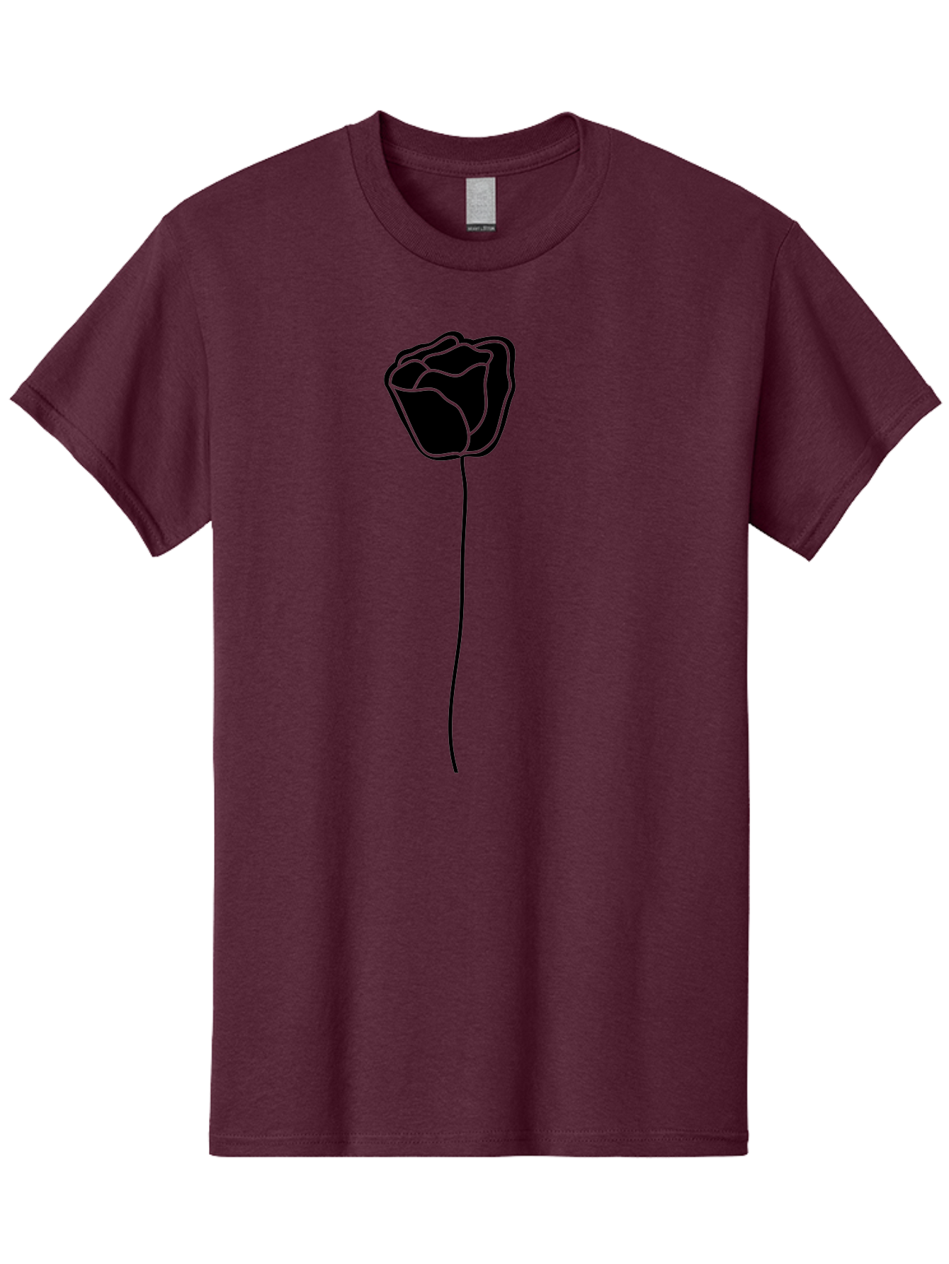 Rose-Illustration Men'S Graphic Tee, 100% Cotton, Comfortable Casual Summer Wear, Machine Washable, Black Rose Silhouette, Simple Line Art, Minimalist Design, Elegant Flower, Symbolic Rose, Modern Illustration, Bold Graphics Aac232