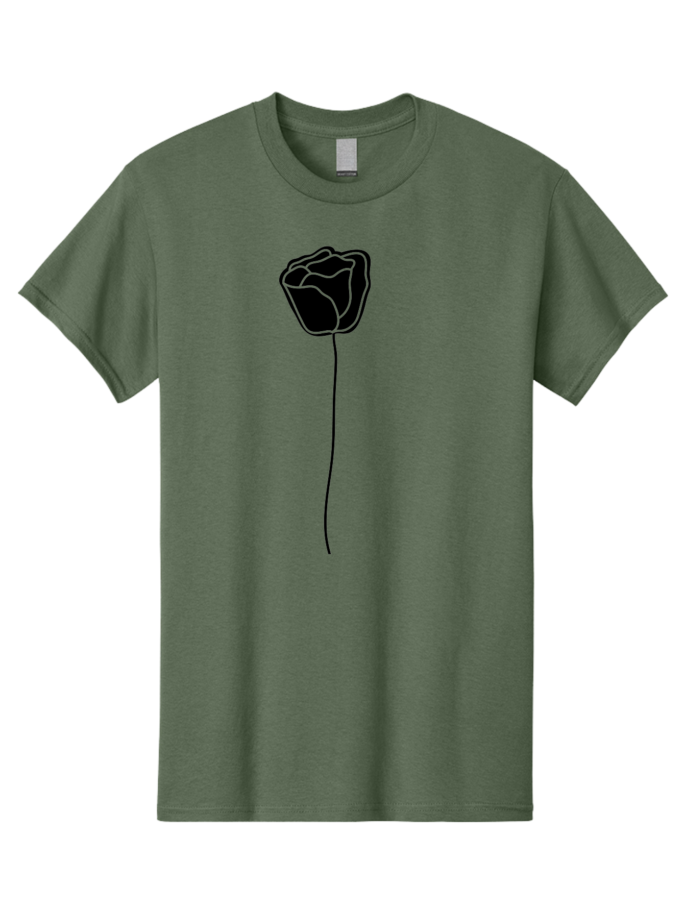Rose-Illustration Men'S Graphic Tee, 100% Cotton, Comfortable Casual Summer Wear, Machine Washable, Black Rose Silhouette, Simple Line Art, Minimalist Design, Elegant Flower, Symbolic Rose, Modern Illustration, Bold Graphics Aac232