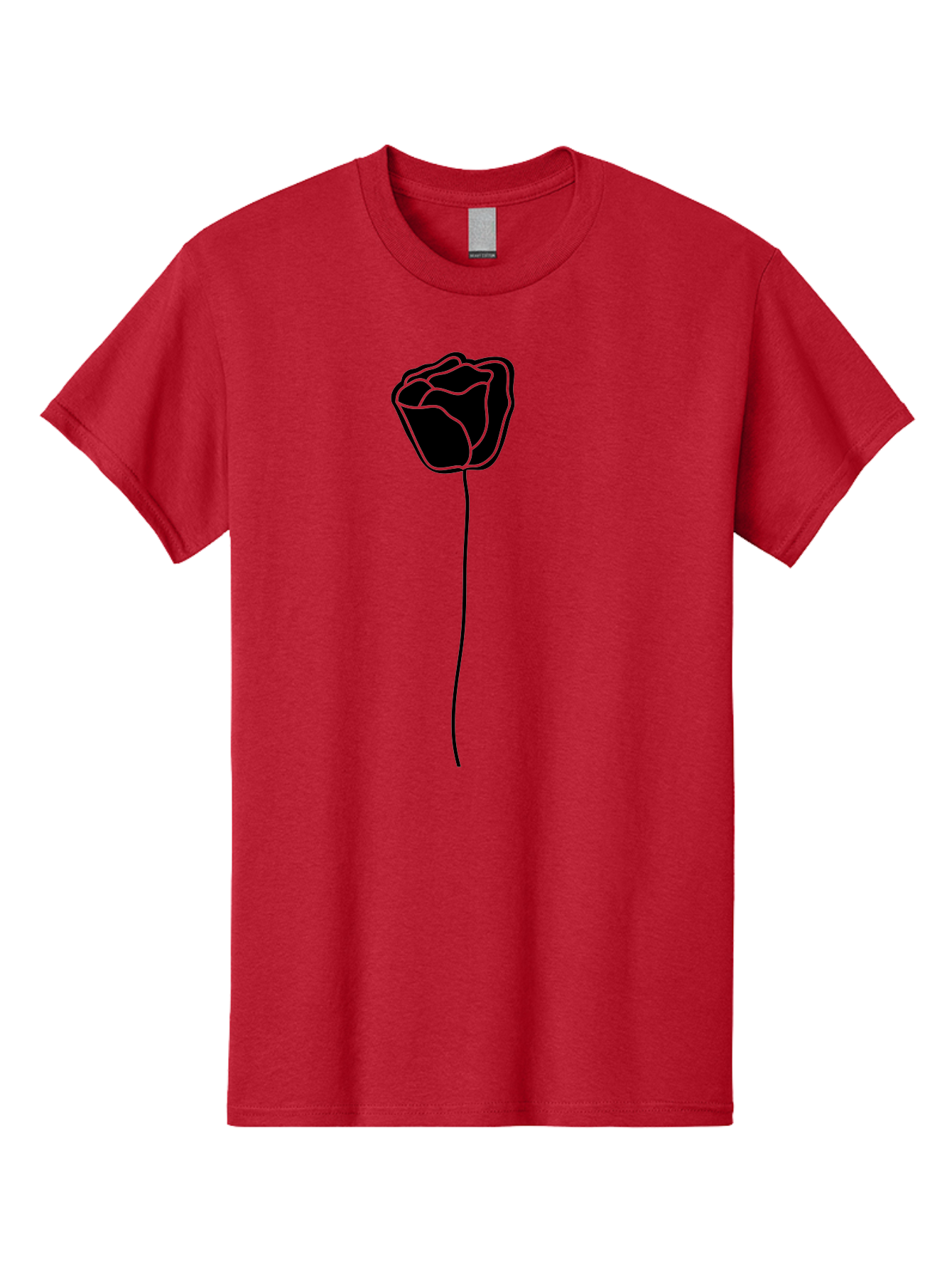 Rose-Illustration Men'S Graphic Tee, 100% Cotton, Comfortable Casual Summer Wear, Machine Washable, Black Rose Silhouette, Simple Line Art, Minimalist Design, Elegant Flower, Symbolic Rose, Modern Illustration, Bold Graphics Aac232