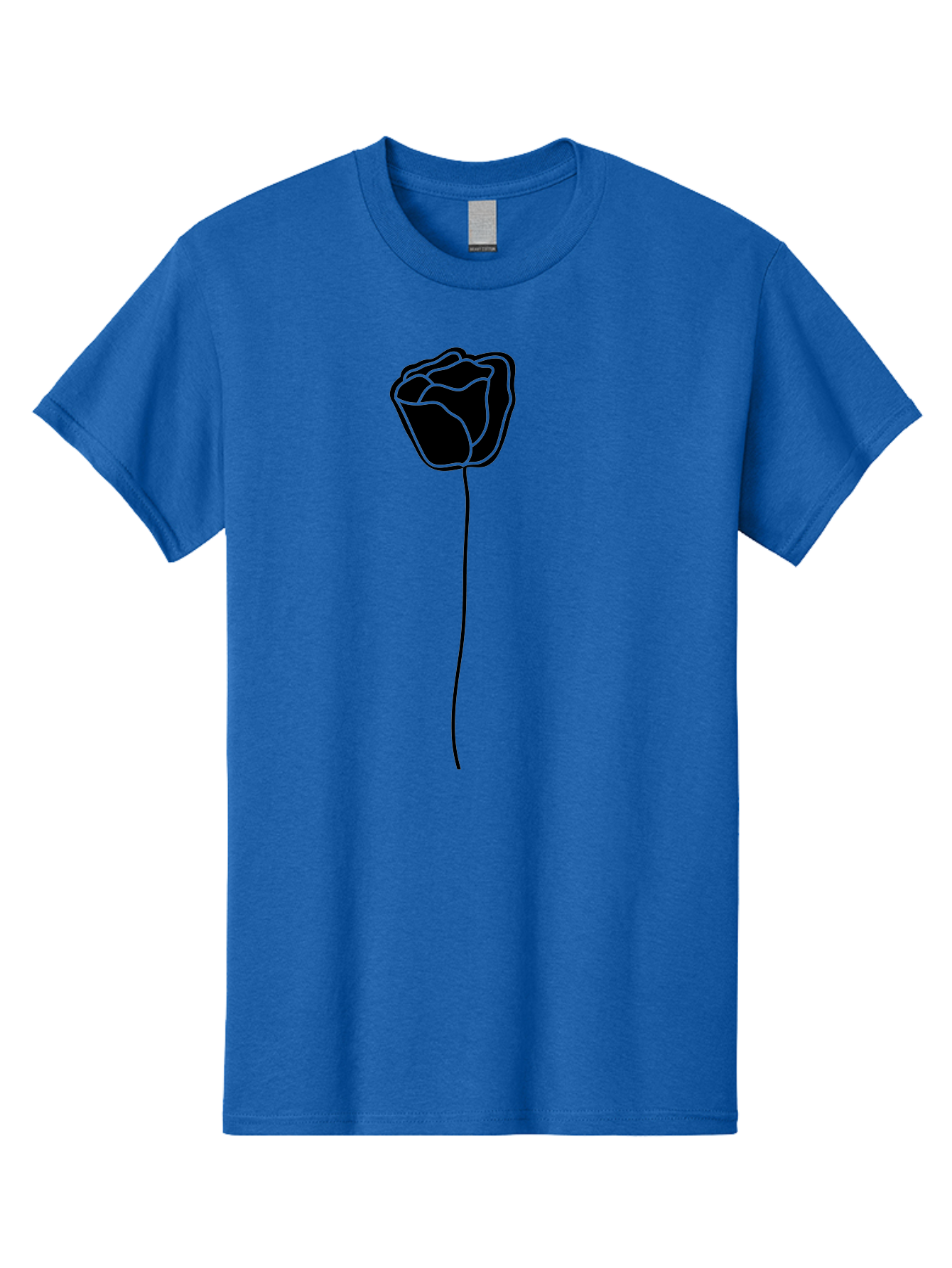 Rose-Illustration Men'S Graphic Tee, 100% Cotton, Comfortable Casual Summer Wear, Machine Washable, Black Rose Silhouette, Simple Line Art, Minimalist Design, Elegant Flower, Symbolic Rose, Modern Illustration, Bold Graphics Aac232