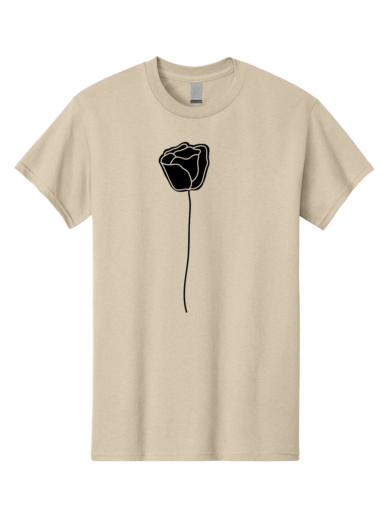 Rose-Illustration Men'S Graphic Tee, 100% Cotton, Comfortable Casual Summer Wear, Machine Washable, Black Rose Silhouette, Simple Line Art, Minimalist Design, Elegant Flower, Symbolic Rose, Modern Illustration, Bold Graphics Aac232