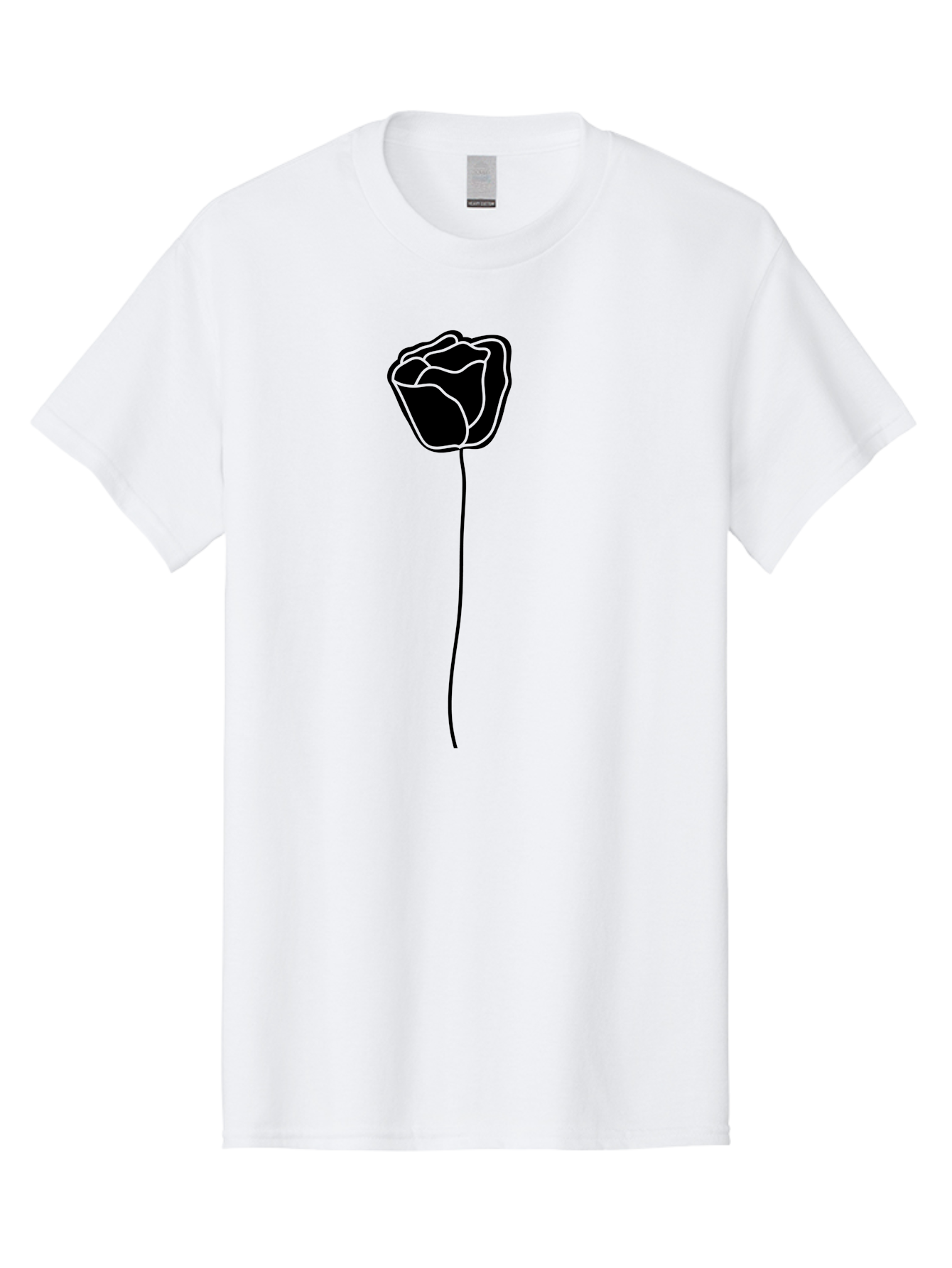 Rose-Illustration Men'S Graphic Tee, 100% Cotton, Comfortable Casual Summer Wear, Machine Washable, Black Rose Silhouette, Simple Line Art, Minimalist Design, Elegant Flower, Symbolic Rose, Modern Illustration, Bold Graphics Aac232