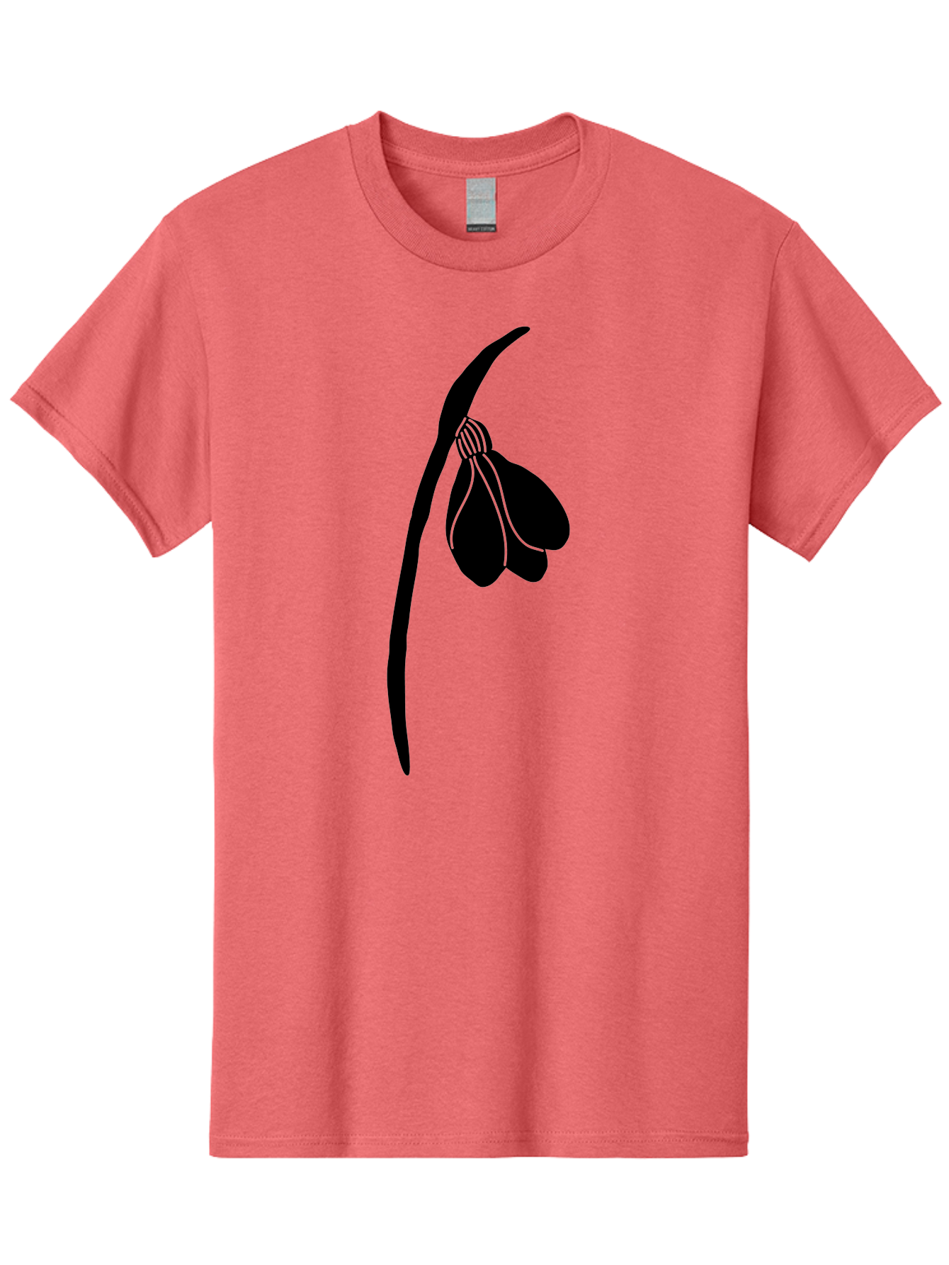 Snowdrop-Silhouette Men'S Graphic Tee, 100% Cotton, Comfortable Casual Summer Wear, Machine Washable, Snowdrop Flower, Minimalist Design, Simple Elegance, Black Silhouette, Floral Motif, Delicate Features, Subtle Lines, Flower Illustration Aac237