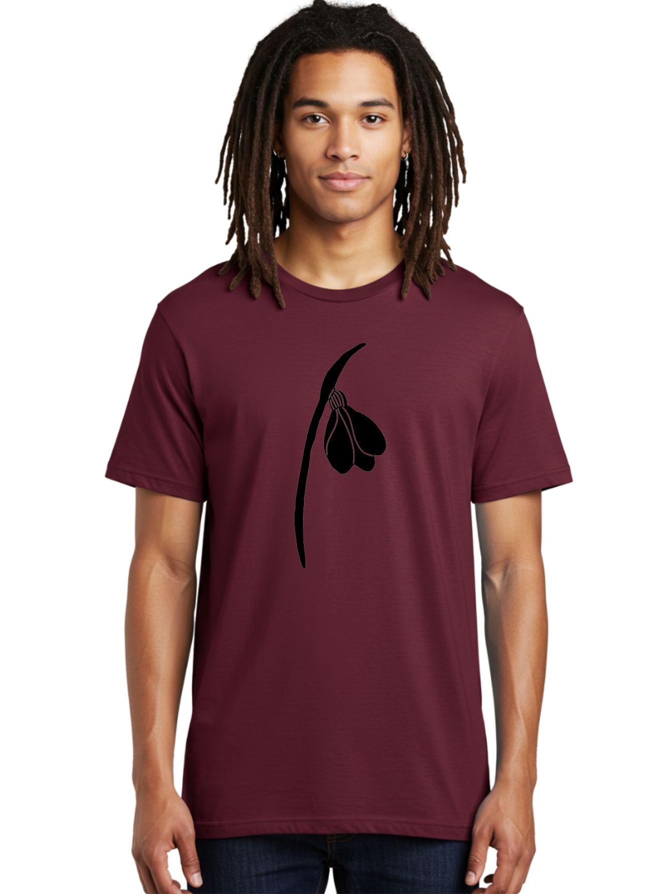 Snowdrop-Silhouette Men'S Graphic Tee, 100% Cotton, Comfortable Casual Summer Wear, Machine Washable, Snowdrop Flower, Minimalist Design, Simple Elegance, Black Silhouette, Floral Motif, Delicate Features, Subtle Lines, Flower Illustration Aac237
