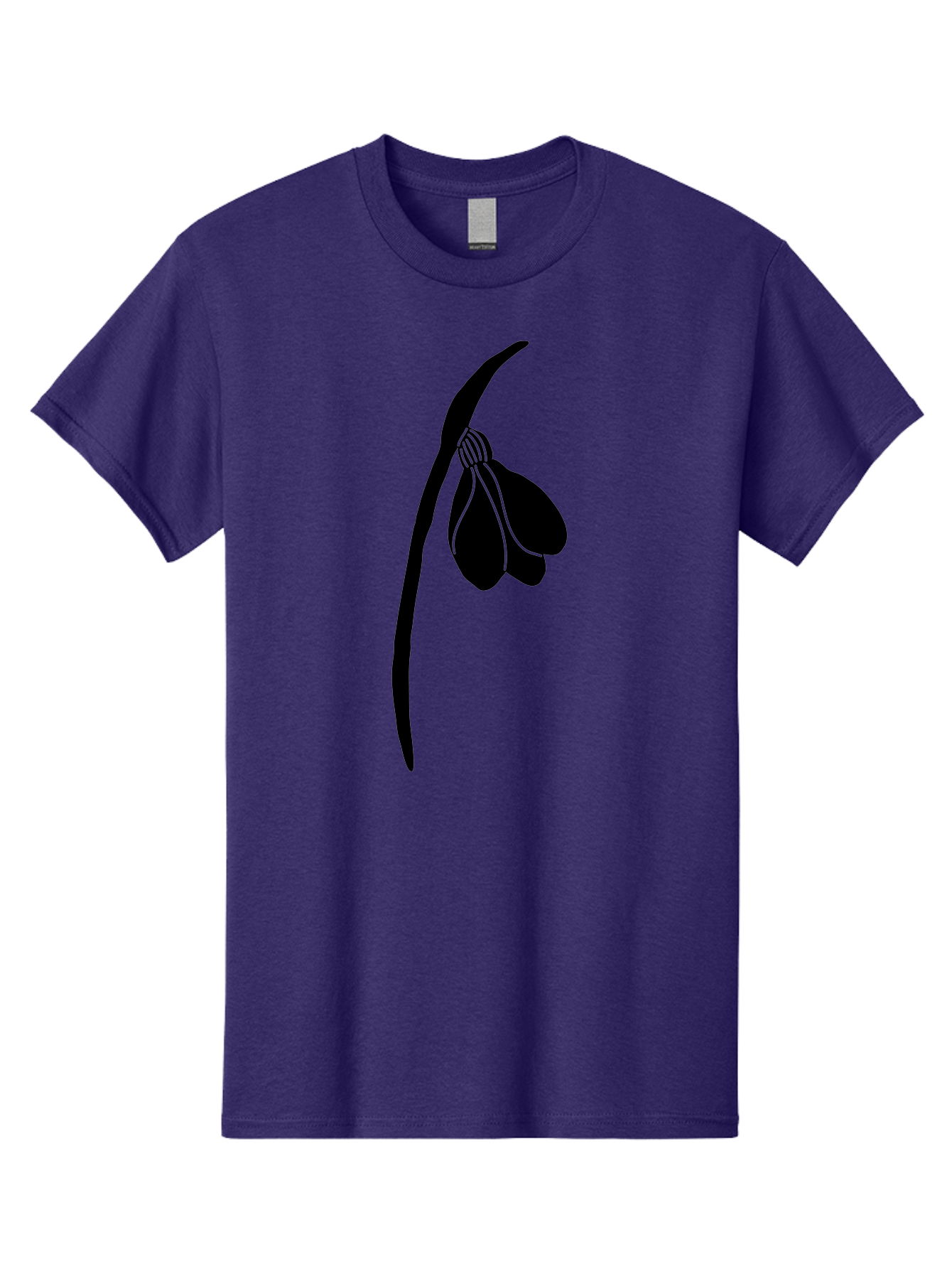 Snowdrop-Silhouette Men'S Graphic Tee, 100% Cotton, Comfortable Casual Summer Wear, Machine Washable, Snowdrop Flower, Minimalist Design, Simple Elegance, Black Silhouette, Floral Motif, Delicate Features, Subtle Lines, Flower Illustration Aac237