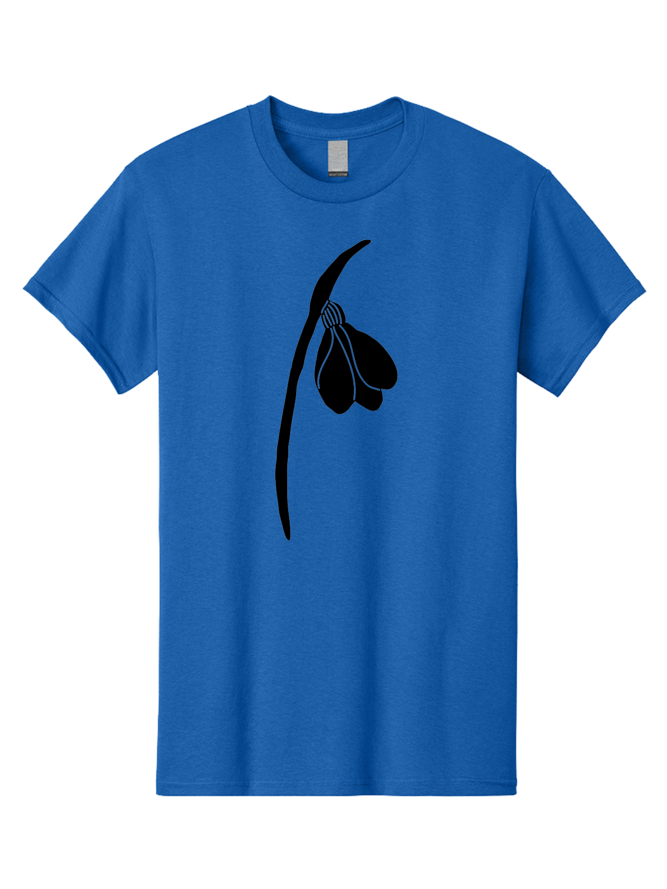 Snowdrop-Silhouette Men'S Graphic Tee, 100% Cotton, Comfortable Casual Summer Wear, Machine Washable, Snowdrop Flower, Minimalist Design, Simple Elegance, Black Silhouette, Floral Motif, Delicate Features, Subtle Lines, Flower Illustration Aac237