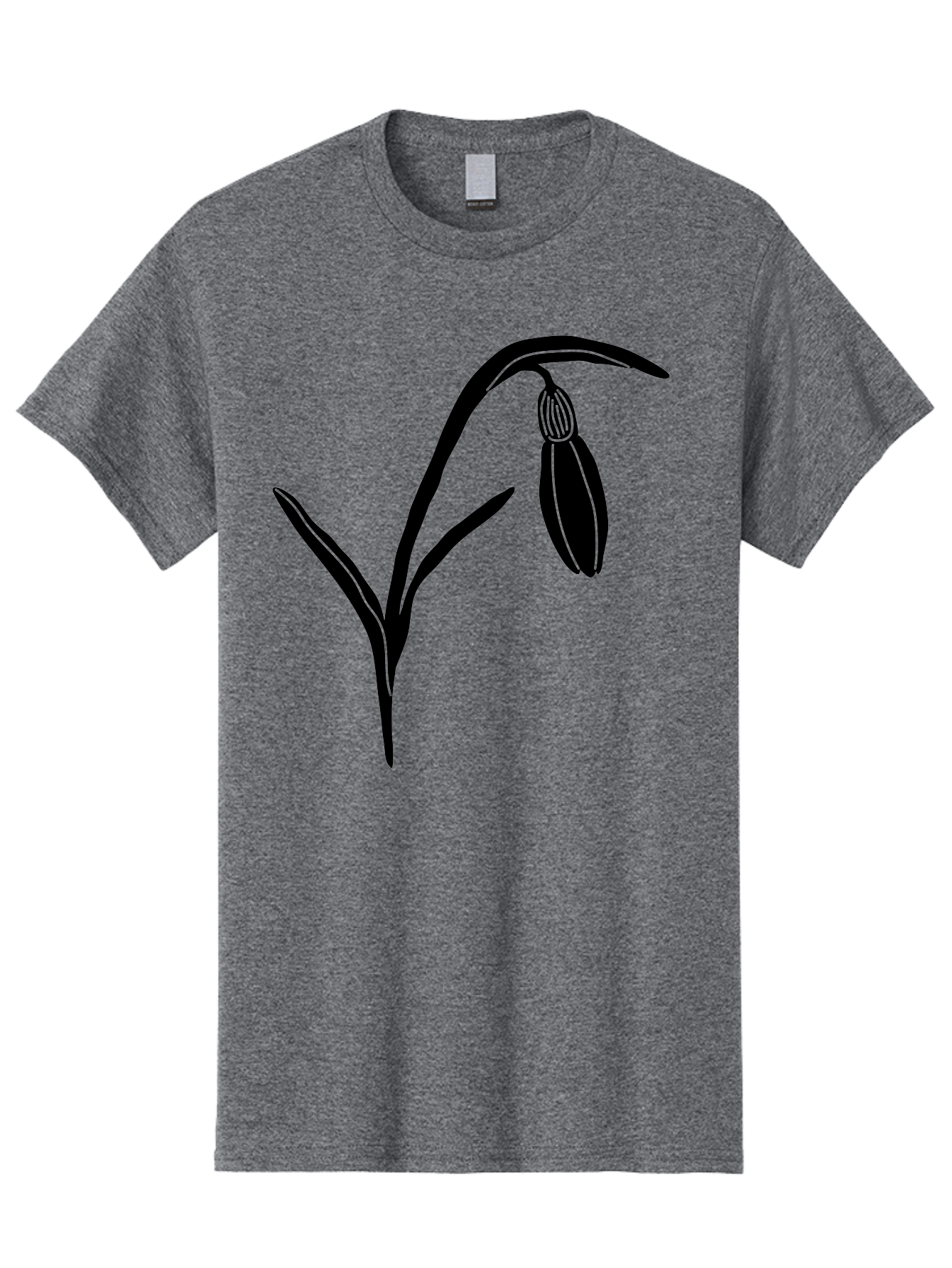 Snowdrop Men'S Graphic Tee, 100% Cotton, Comfortable Casual Summer Wear, Machine Washable, Snowdrop Flower, Minimalist Design, Simple Graphics, Black Silhouette, Floral Illustration, Spring Flowers, Botanical Art, Elegant Lines Aac238