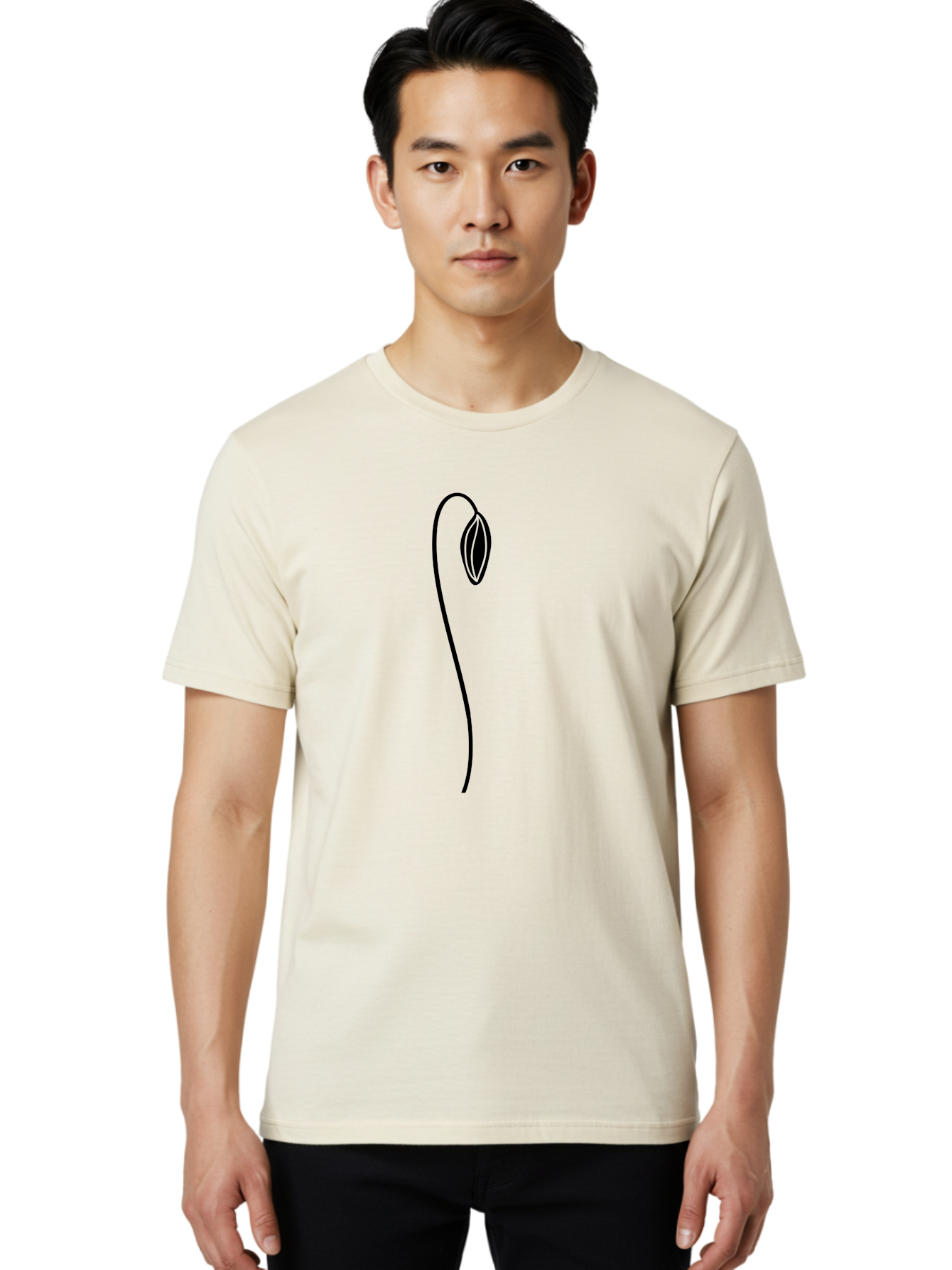 Sprouting-Seed Men'S Graphic Tee, 100% Cotton, Comfortable Casual Summer Wear, Machine Washable, Sprouting Seed, Minimalist Design, Simple Illustration, Seedling Growth, Germination Process, Black Outline, Elegant Simplicity, Modern Art Aac240