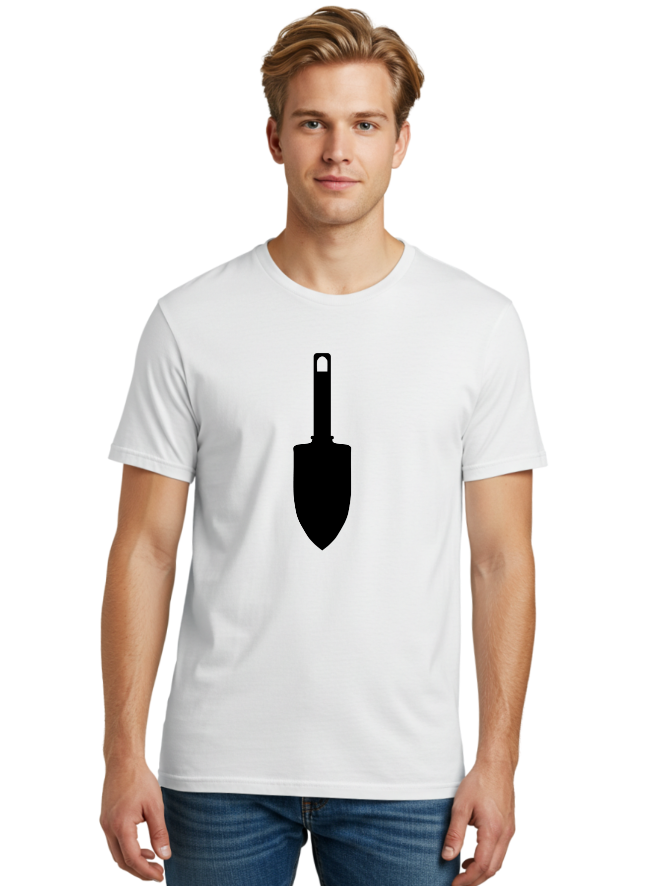 Trowel Men'S Graphic Tee, 100% Cotton, Comfortable Casual Summer Wear, Machine Washable, Gardening Tool, Trowel Silhouette, Digging Equipment, Garden Shovel, Landscaping Icon, Black Silhouette Aac243