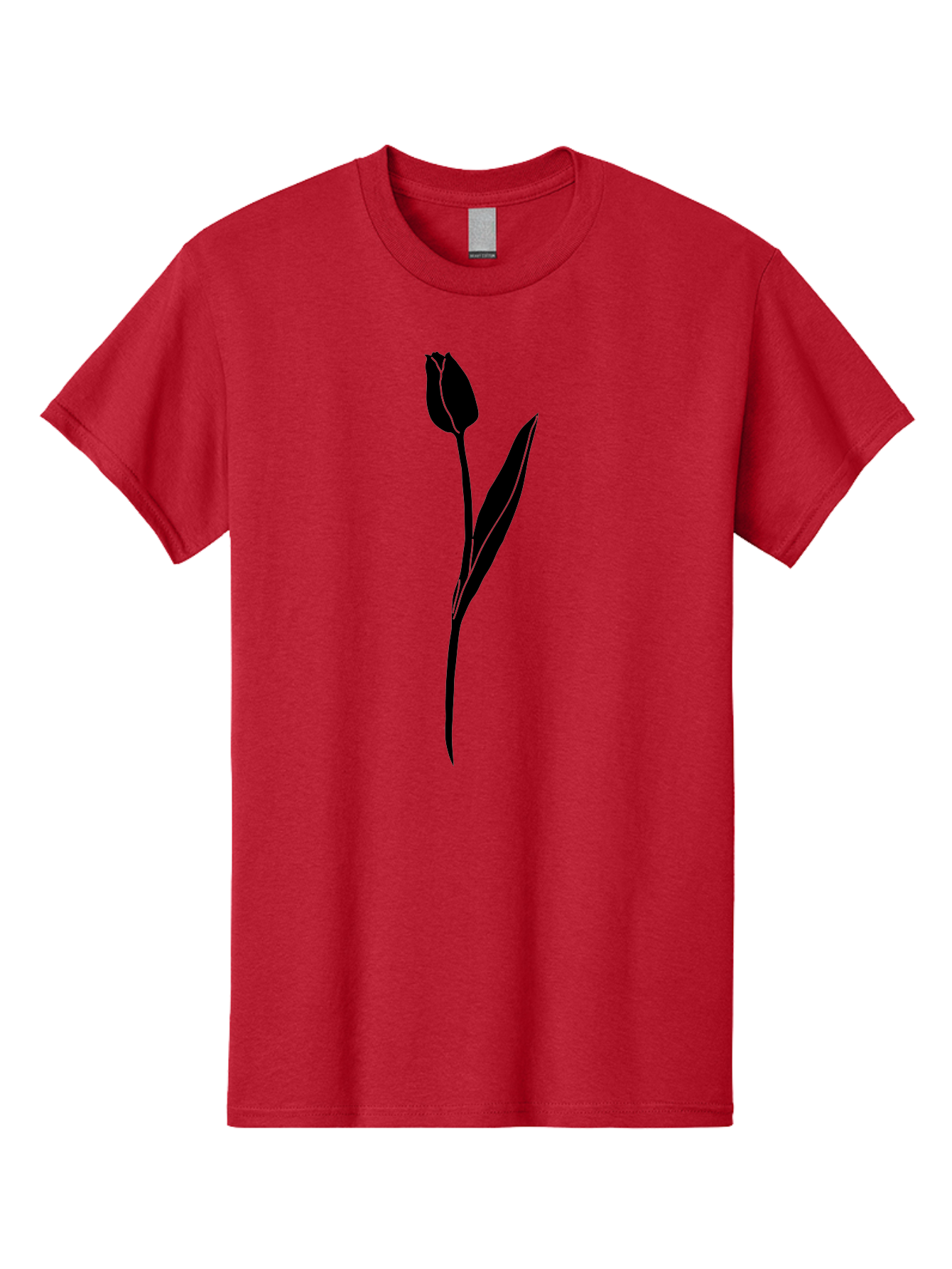 Tulip-Silhouette Men'S Graphic Tee, 100% Cotton, Comfortable Casual Summer Wear, Machine Washable, Tulip Silhouette, Dark Tulip, Minimalist Design, Simple Flower, Closed Bloom, Elegant Stem, Floral Graphic, Modern Art Aac245