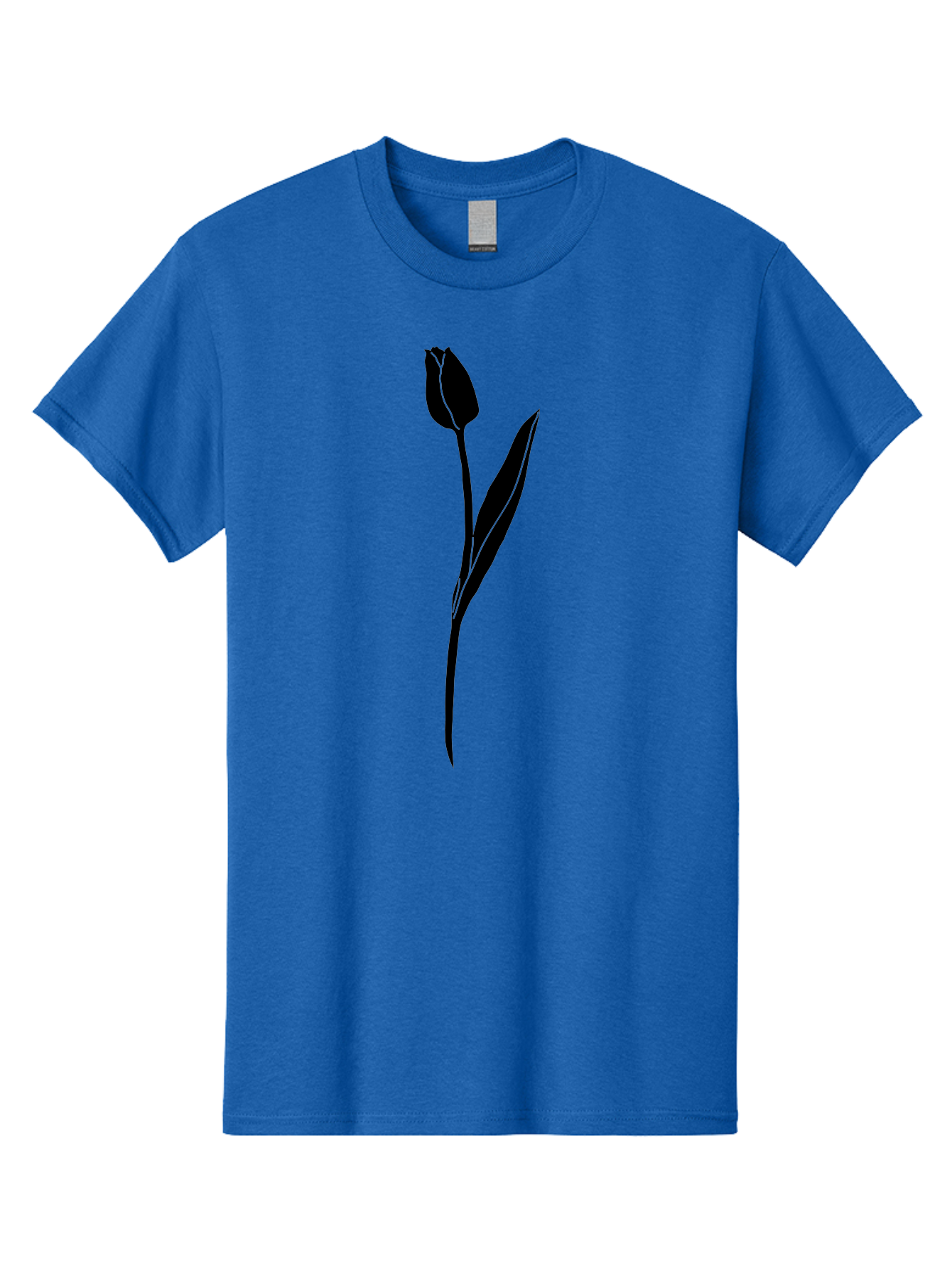 Tulip-Silhouette Men'S Graphic Tee, 100% Cotton, Comfortable Casual Summer Wear, Machine Washable, Tulip Silhouette, Dark Tulip, Minimalist Design, Simple Flower, Closed Bloom, Elegant Stem, Floral Graphic, Modern Art Aac245
