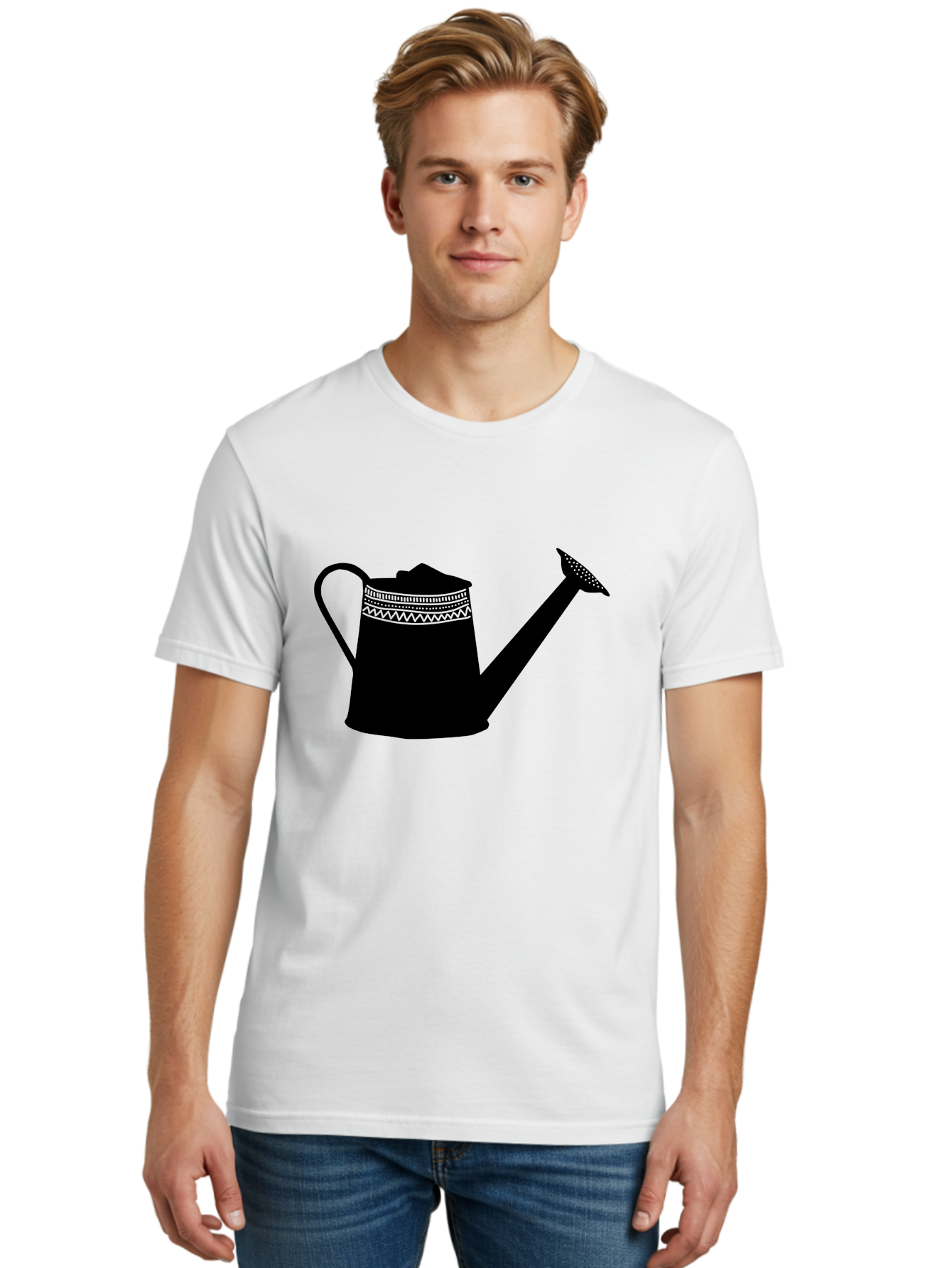 Watering-Can Men'S Graphic Tee, 100% Cotton, Comfortable Casual Summer Wear, Machine Washable, Watering Can, Gardening Tools, Nursery Equipment, Decorative Patterns, Geometric Designs, Garden Care, Plant Watering Aac248