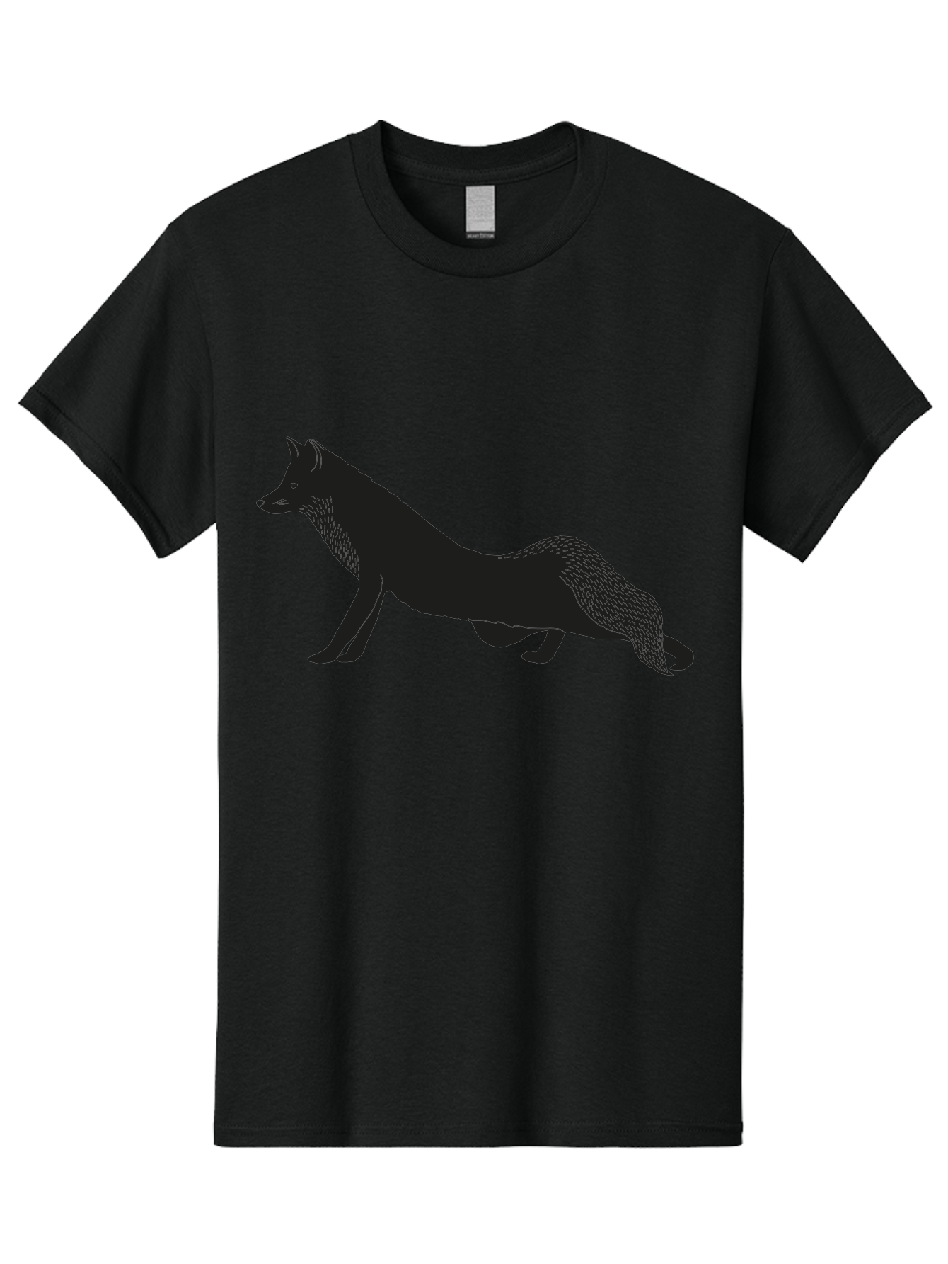 Wolf Men'S Graphic Tee, 100% Cotton, Comfortable Casual Summer Wear, Machine Washable, Black Fox Silhouette, Wild Animal, Wildlife, Nature, Furry Creature, Forest Dweller, Sharp Features, Minimalist Design Aac250