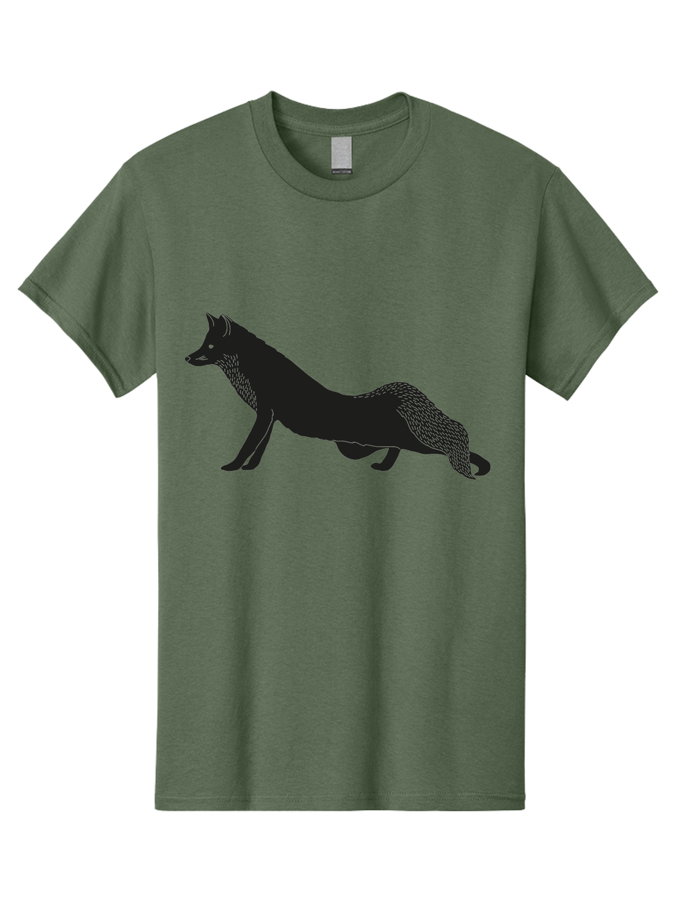 Wolf Men'S Graphic Tee, 100% Cotton, Comfortable Casual Summer Wear, Machine Washable, Black Fox Silhouette, Wild Animal, Wildlife, Nature, Furry Creature, Forest Dweller, Sharp Features, Minimalist Design Aac250