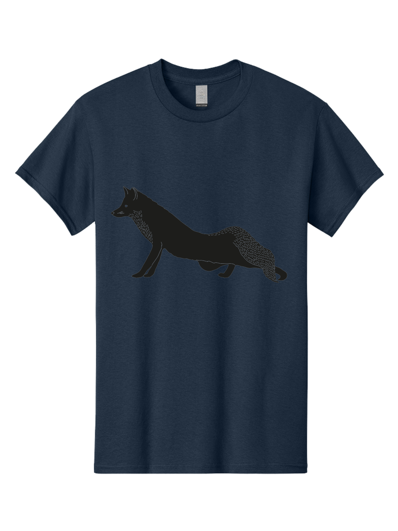 Wolf Men'S Graphic Tee, 100% Cotton, Comfortable Casual Summer Wear, Machine Washable, Black Fox Silhouette, Wild Animal, Wildlife, Nature, Furry Creature, Forest Dweller, Sharp Features, Minimalist Design Aac250