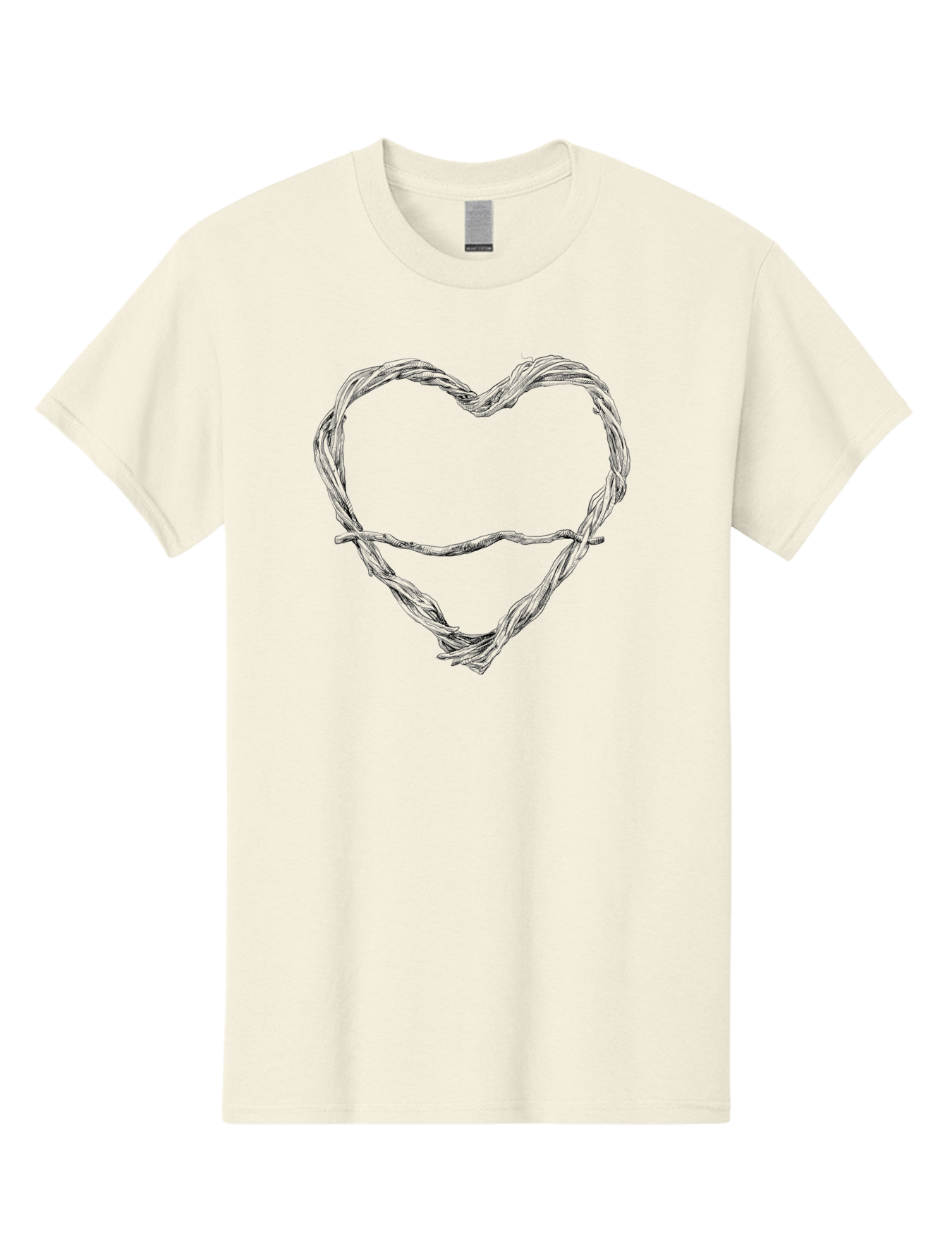 Barbed-Wire-Heart Men'S Graphic Tee, 100% Cotton, Comfortable Casual Summer Wear, Machine Washable, Barbed Wire, Heart Shape, Twisted Metal, Symbolic Representation, Emotional Expression, Protest Art, Social Commentary, Edgy Design, Aac251