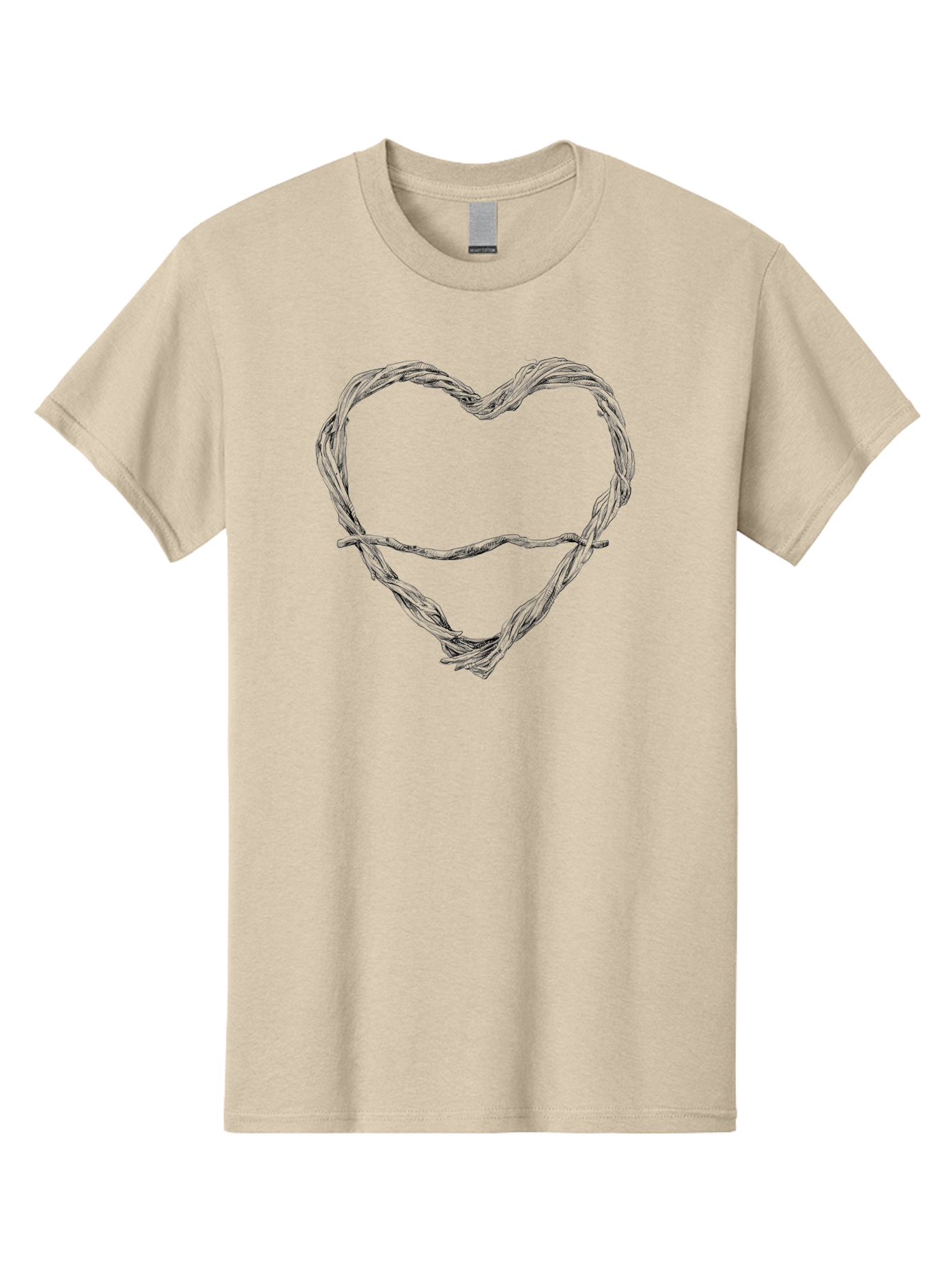 Barbed-Wire-Heart Men'S Graphic Tee, 100% Cotton, Comfortable Casual Summer Wear, Machine Washable, Barbed Wire, Heart Shape, Twisted Metal, Symbolic Representation, Emotional Expression, Protest Art, Social Commentary, Edgy Design, Aac251