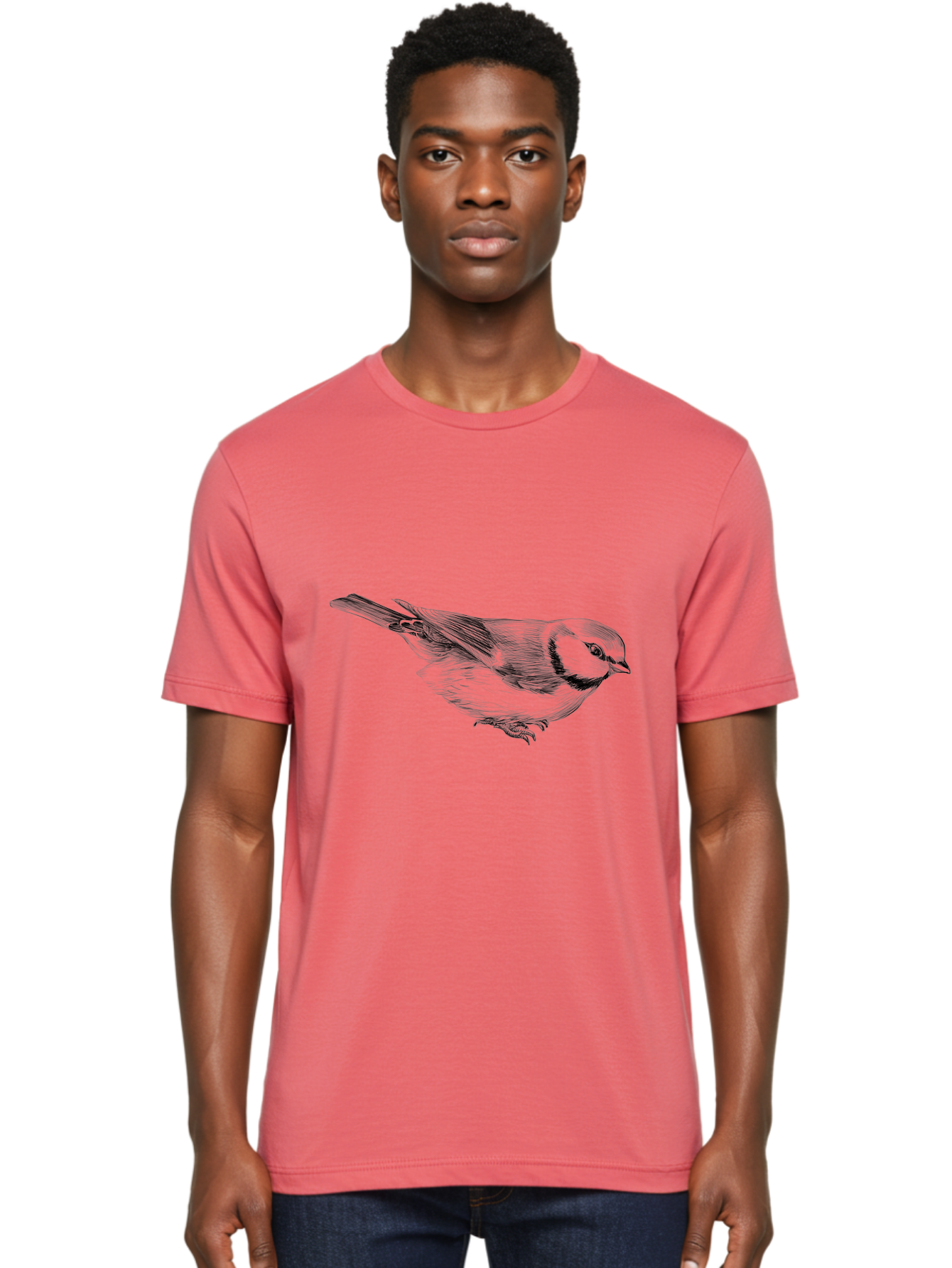 Chickadee Men'S Graphic Tee, 100% Cotton, Comfortable Casual Summer Wear, Machine Washable, Black-Capped Chickadee, Bird Illustration, Sketch Art, Wildlife Artwork, Birdwatching, Nature Lover, Ornithology, Detailed Drawing, Bird Species, Aac255