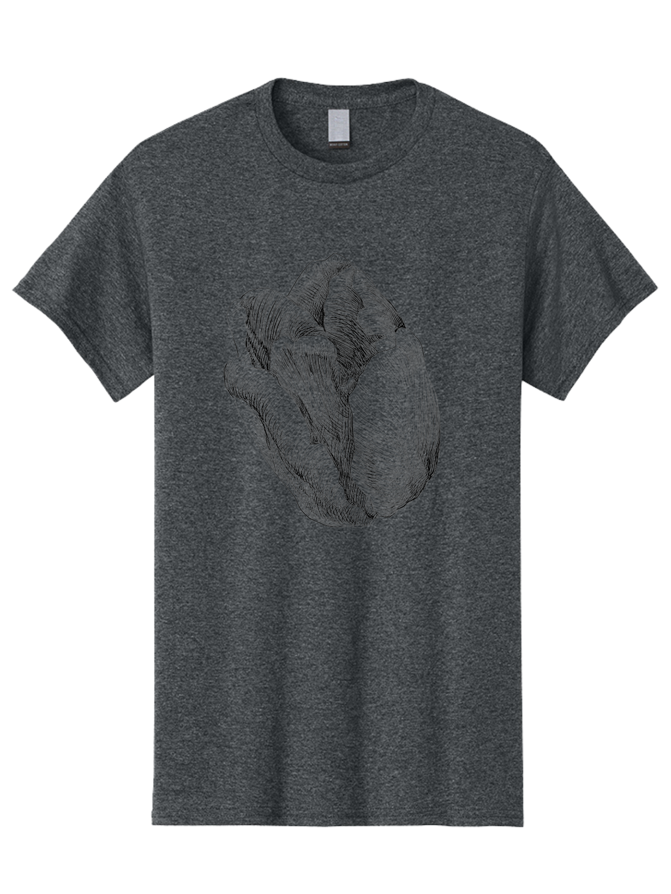 Fist Men'S Graphic Tee, 100% Cotton, Comfortable Casual Summer Wear, Machine Washable, Rosebud, Hand Drawn Illustration, Floral Art, Sketch Style, Elegant Design, Bold Lines, Minimalist Aesthetic, Symbolic Flower Aac256