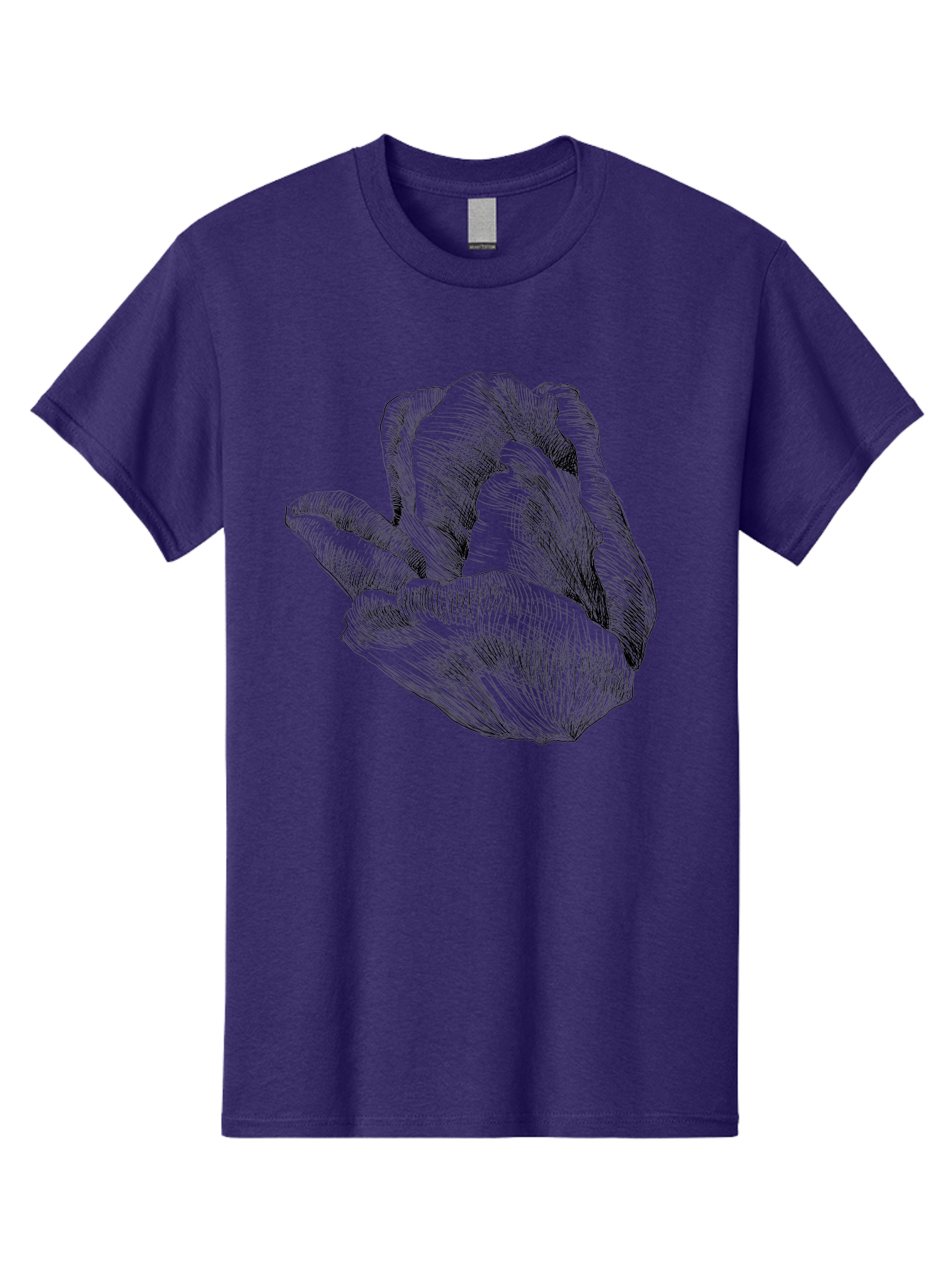 Hand-Gesture Men'S Graphic Tee, 100% Cotton, Comfortable Casual Summer Wear, Machine Washable, Hand Holding Flower, Floral Design, Botanical Art, Illustration, Sketch, Black Lines, Leafy Greens, Delicate Petals, Artistic Expression, Aac257
