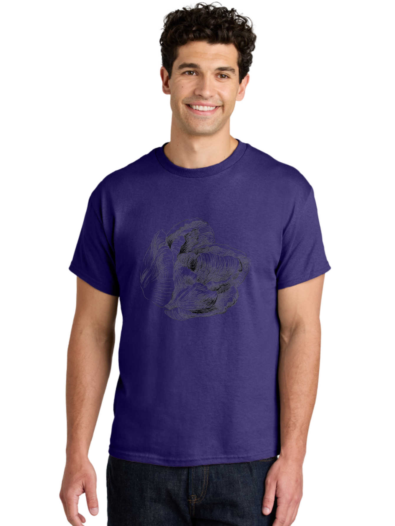 Peony Men'S Graphic Tee, 100% Cotton, Comfortable Casual Summer Wear, Machine Washable, Hand-Drawn Peony, Floral Illustration, Botanical Art, Sketchy Style, Elegant Flowers, Delicate Petals, Detailed Drawing, Monochromatic Art Aac262