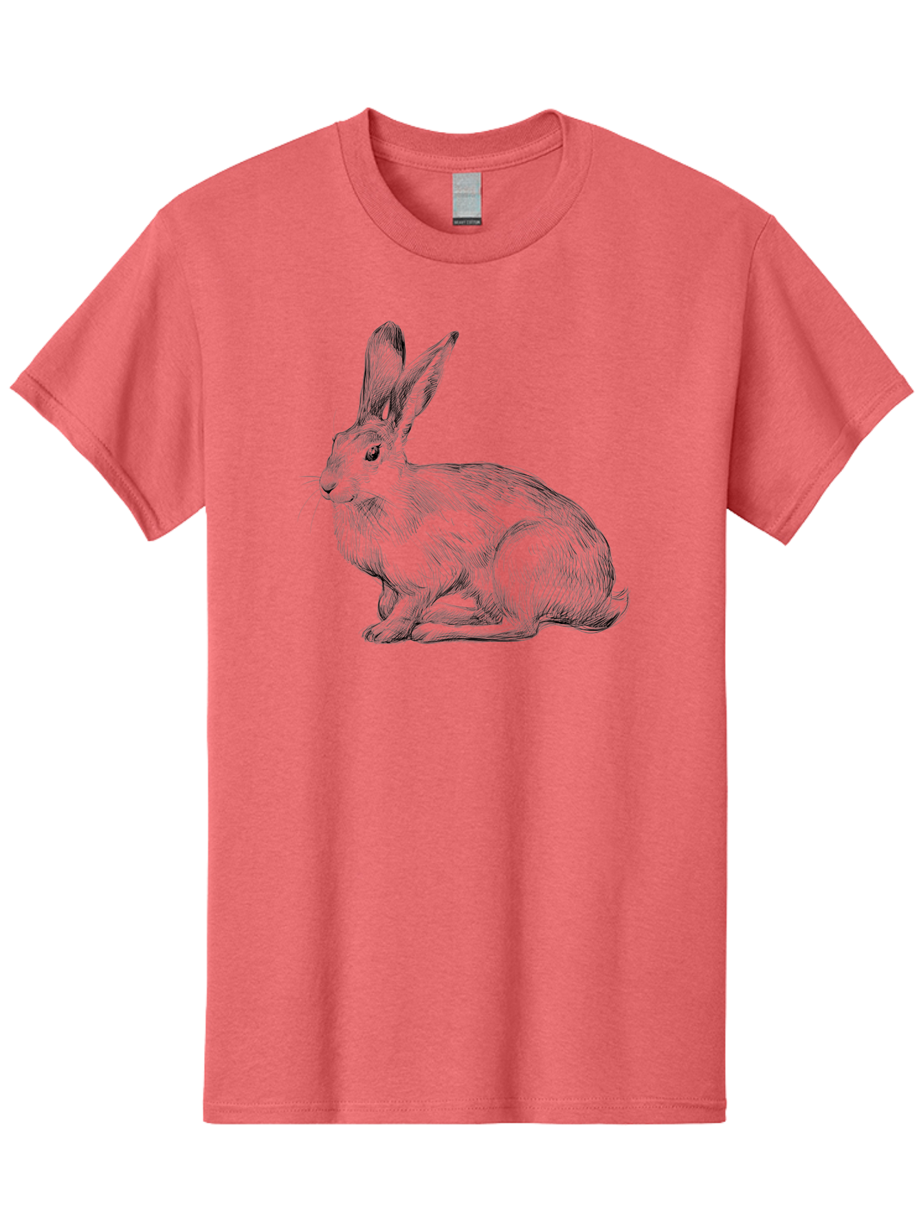 Rabbit-1 Men'S Graphic Tee, 100% Cotton, Comfortable Casual Summer Wear, Machine Washable, Detailed Sketch Of A Rabbit, Realistic Illustration, Wildlife Artwork, Intricate Linework, Cute Animal Design, Rabbit Portrait, Artistic Rendering Aac263