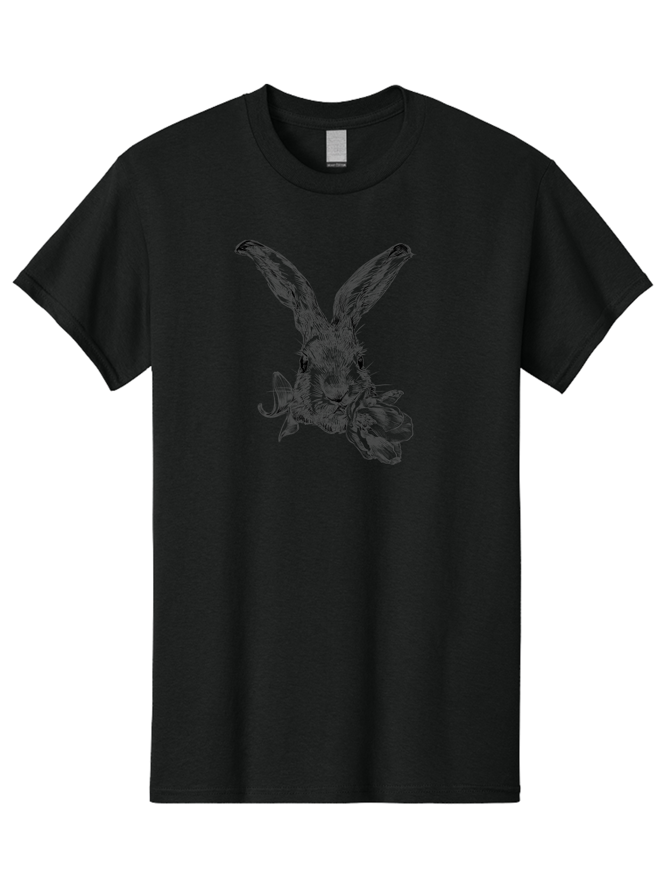 Rabbit-Eating-Flower Men'S Graphic Tee, 100% Cotton, Comfortable Casual Summer Wear, Machine Washable, Rabbit With Long Ears, Floral Theme, Whimsical Art, Spring Design, Cute Bunny, Flower Eater, Detailed Illustration, Rabbit Portrait, Aac264