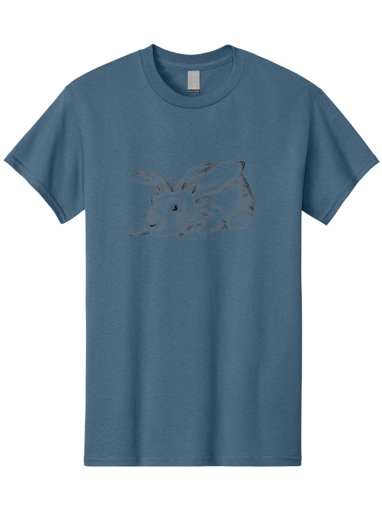Rabbit Men'S Graphic Tee, 100% Cotton, Comfortable Casual Summer Wear, Machine Washable, Pen And Ink Drawing Of A Resting Rabbit, Cute Rabbit, Rabbit, Bunny, Whiskers, Furry, Rabbit Ears, Pet, Soft Fur, Adorable, Sketch Aac271
