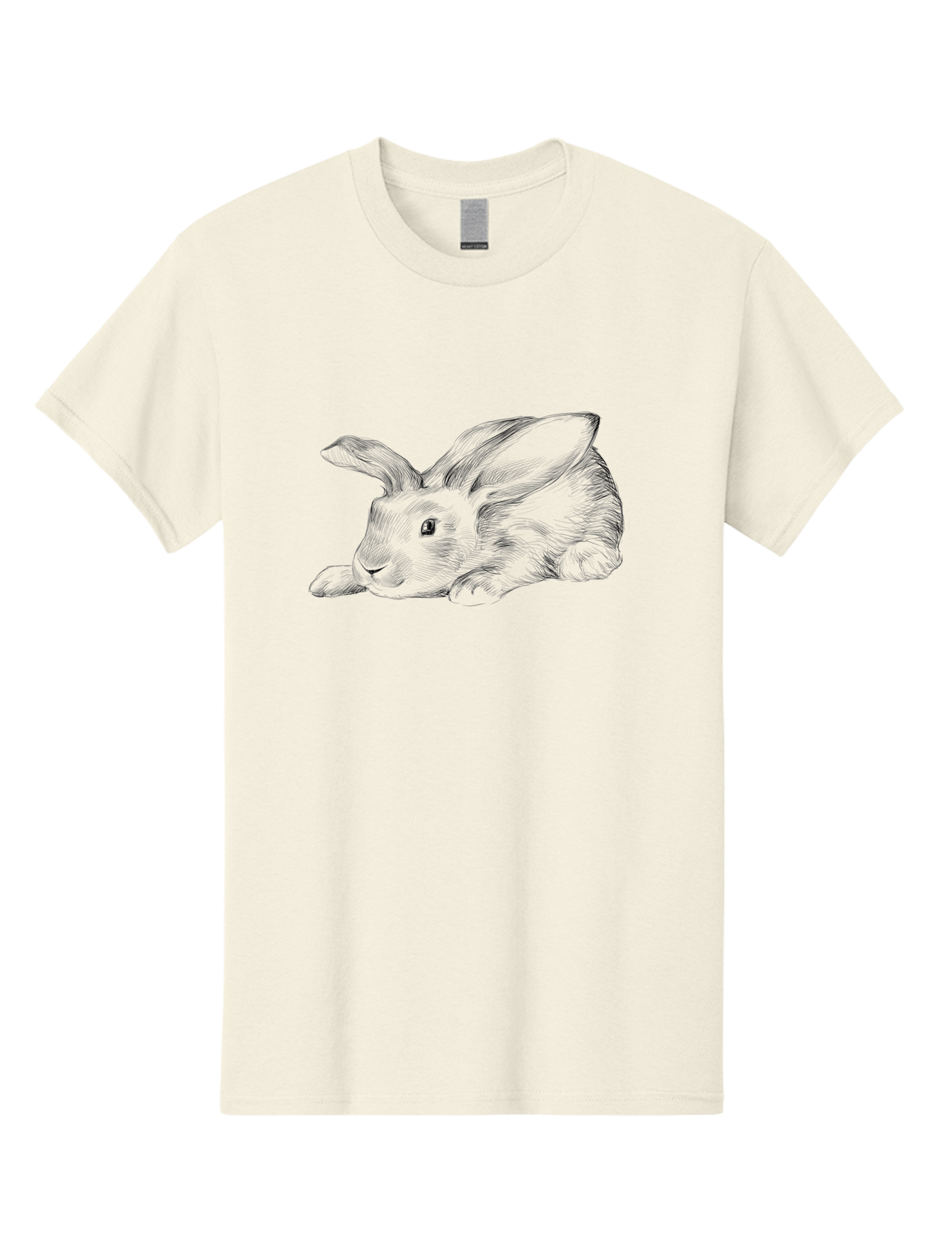 Rabbit Men'S Graphic Tee, 100% Cotton, Comfortable Casual Summer Wear, Machine Washable, Pen And Ink Drawing Of A Resting Rabbit, Cute Rabbit, Rabbit, Bunny, Whiskers, Furry, Rabbit Ears, Pet, Soft Fur, Adorable, Sketch Aac271