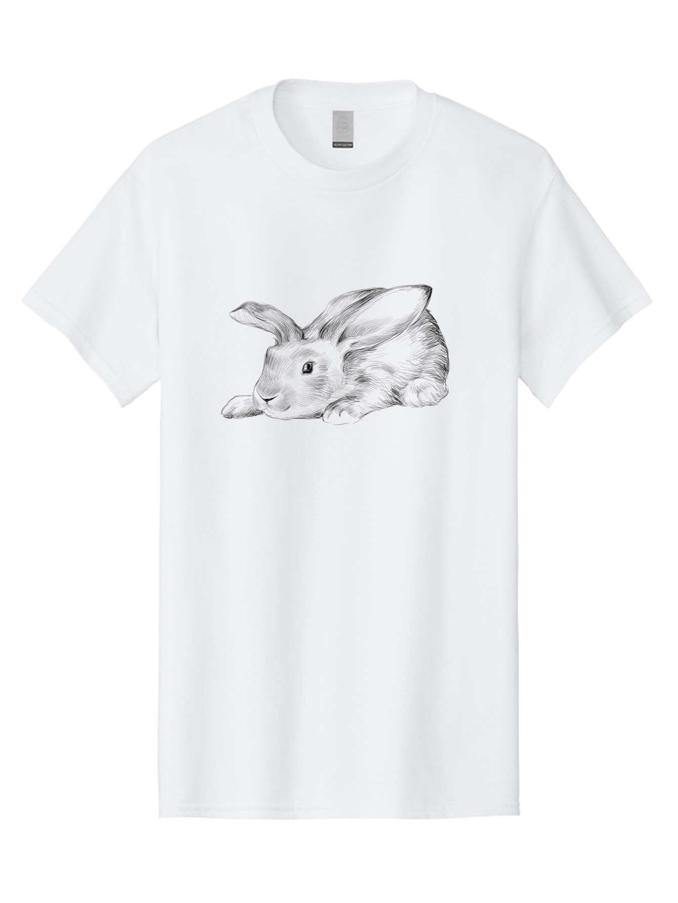 Rabbit Men'S Graphic Tee, 100% Cotton, Comfortable Casual Summer Wear, Machine Washable, Pen And Ink Drawing Of A Resting Rabbit, Cute Rabbit, Rabbit, Bunny, Whiskers, Furry, Rabbit Ears, Pet, Soft Fur, Adorable, Sketch Aac271