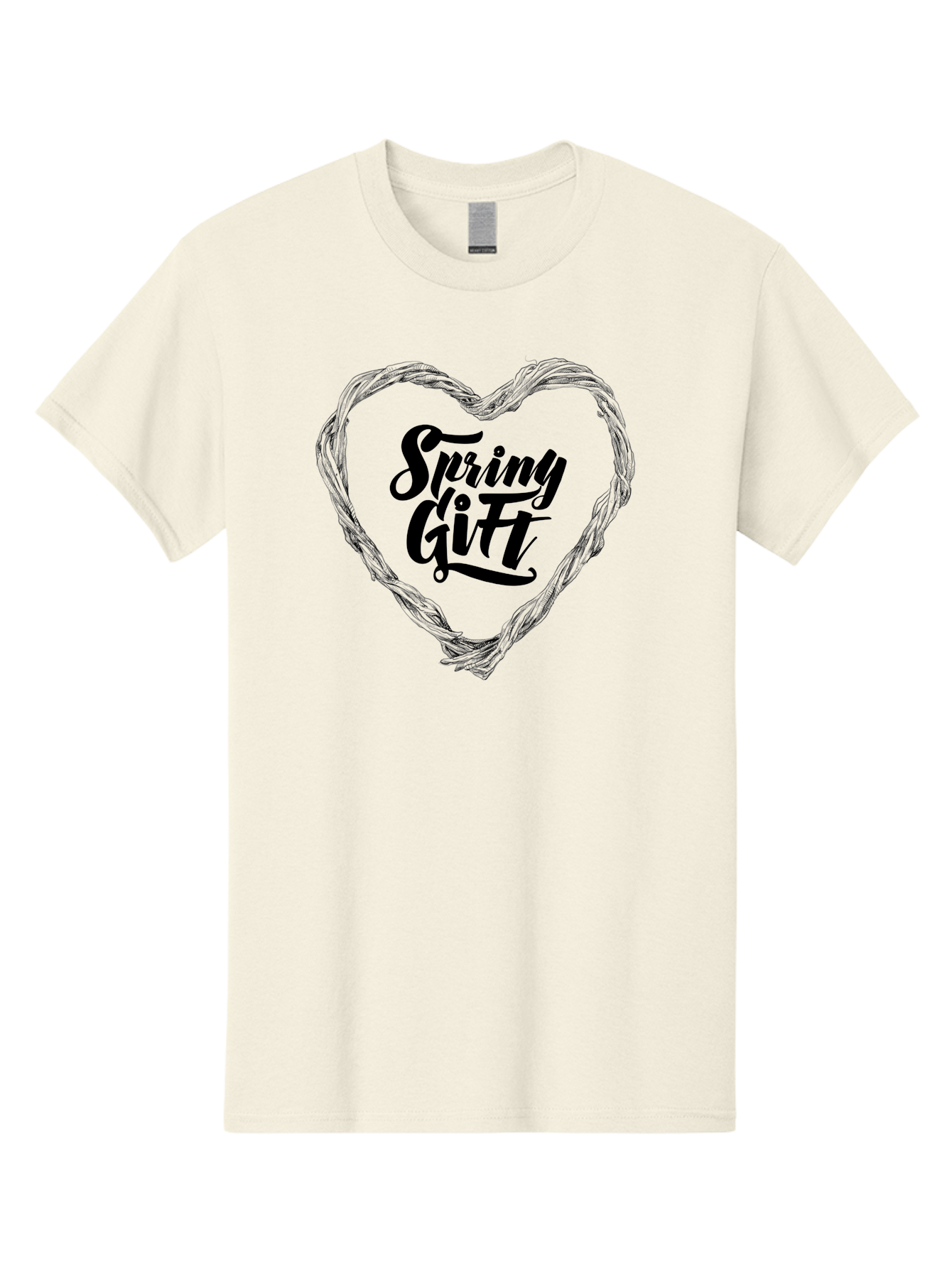 Spring-Gift-1 Men'S Graphic Tee, 100% Cotton, Comfortable Casual Summer Wear, Machine Washable, Handwritten Script, Spring Gift, Heart Shaped Frame, Natural Elements, Seasonal Symbolism, Gift Giving Ideas, Floral Inspiration, Aac274