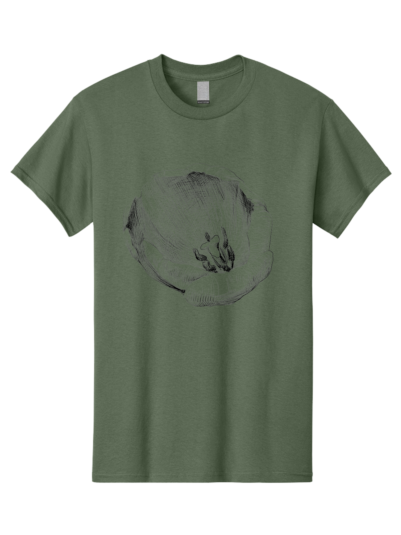 Tulip-1 Men'S Graphic Tee, 100% Cotton, Comfortable Casual Summer Wear, Machine Washable, Tulip Flower, Floral Illustration, Botanical Art, Hand-Drawn Design, Elegant Petals, Delicate Lines, Artistic Expression, Flower Drawing Aac276