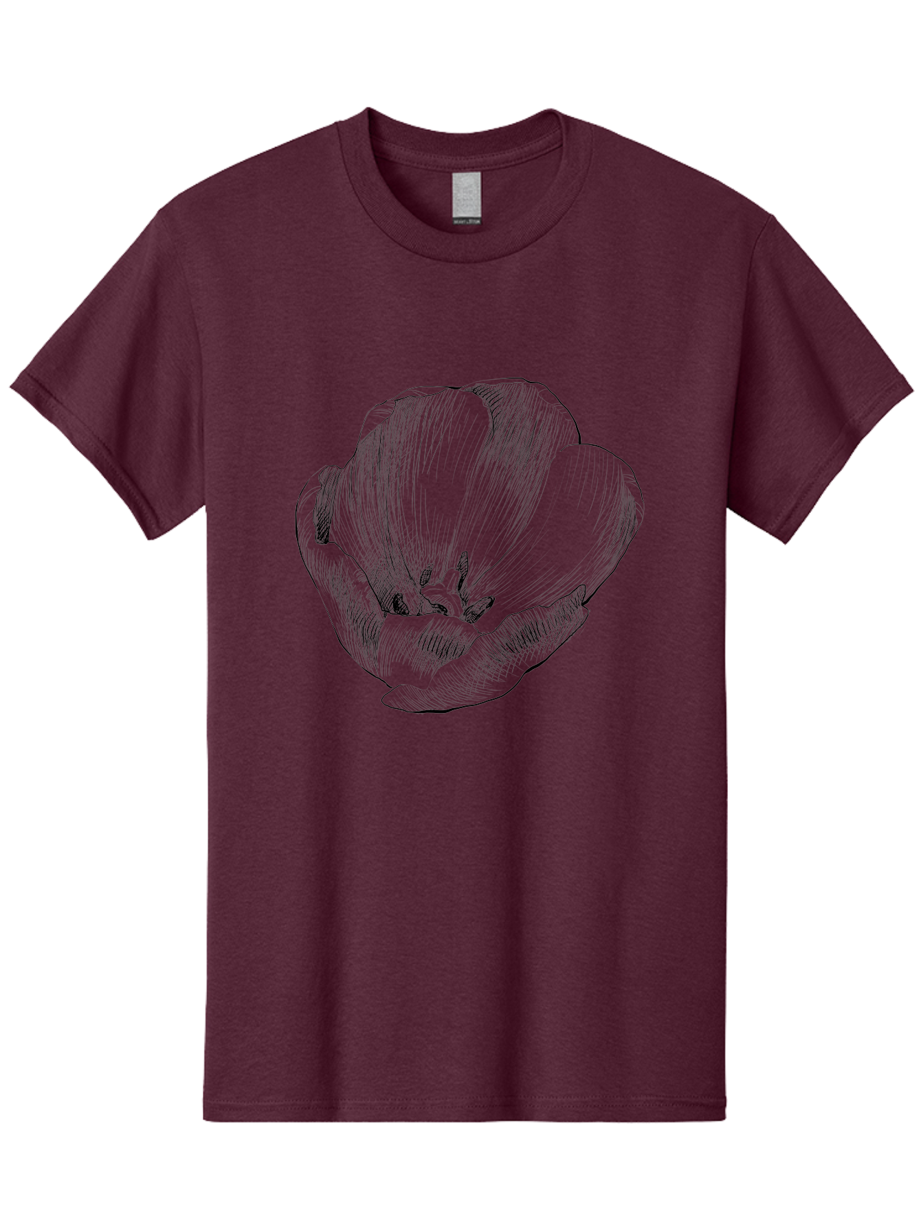 Tulip Men'S Graphic Tee, 100% Cotton, Comfortable Casual Summer Wear, Machine Washable, Hand-Drawn Tulip, Flower Illustration, Botanical Art, Sketched Petals, Elegant Design, Floral Motif, Delicate Lines Aac277