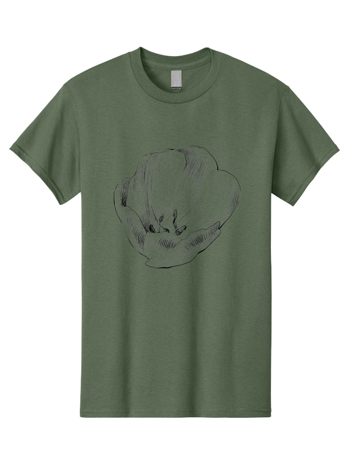 Tulip Men'S Graphic Tee, 100% Cotton, Comfortable Casual Summer Wear, Machine Washable, Hand-Drawn Tulip, Flower Illustration, Botanical Art, Sketched Petals, Elegant Design, Floral Motif, Delicate Lines Aac277