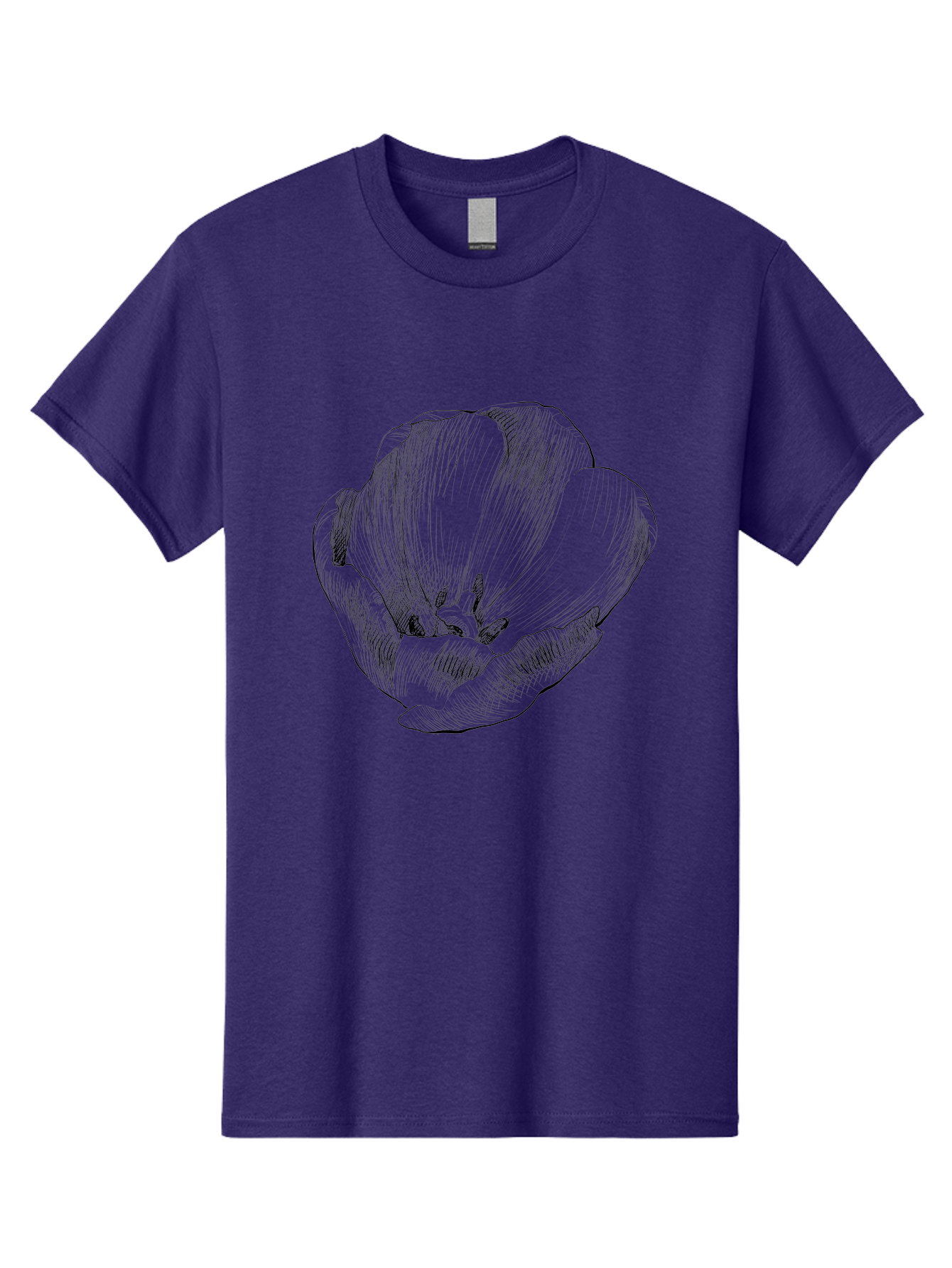 Tulip Men'S Graphic Tee, 100% Cotton, Comfortable Casual Summer Wear, Machine Washable, Hand-Drawn Tulip, Flower Illustration, Botanical Art, Sketched Petals, Elegant Design, Floral Motif, Delicate Lines Aac277