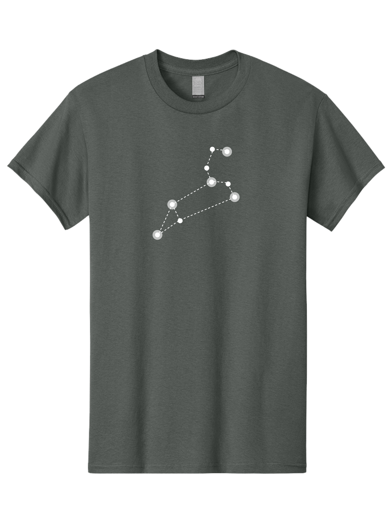 Big-Dipper Men'S Graphic Tee, 100% Cotton, Comfortable Casual Summer Wear, Machine Washable, Constellation Pattern, Big Dipper Stars, Astronomy Symbol, Glowing Constellation, Dotted Lines Connecting Stars, White Stars On Green, Aac278
