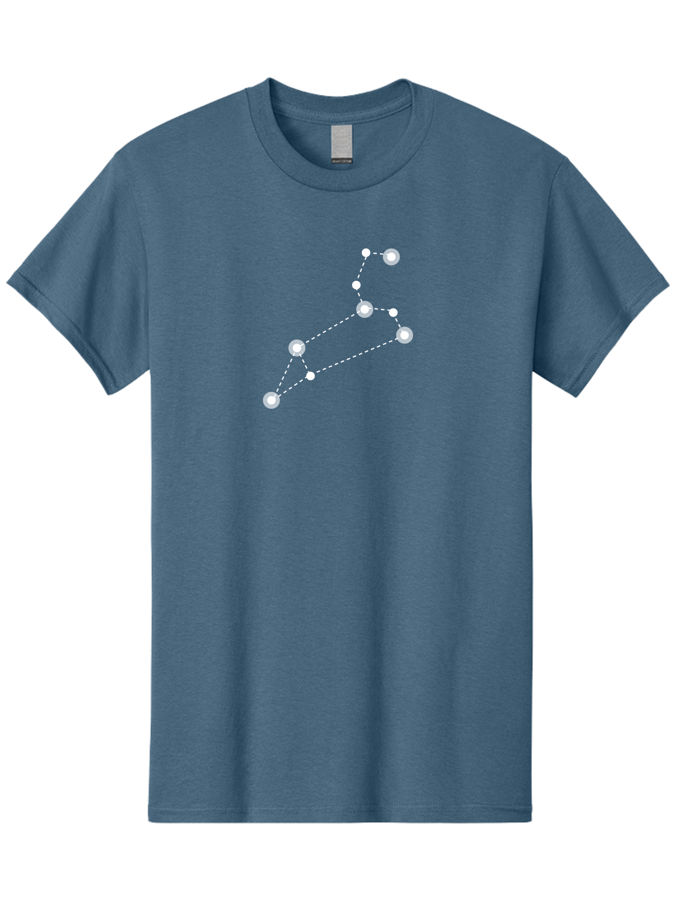 Big-Dipper Men'S Graphic Tee, 100% Cotton, Comfortable Casual Summer Wear, Machine Washable, Constellation Pattern, Big Dipper Stars, Astronomy Symbol, Glowing Constellation, Dotted Lines Connecting Stars, White Stars On Green, Aac278