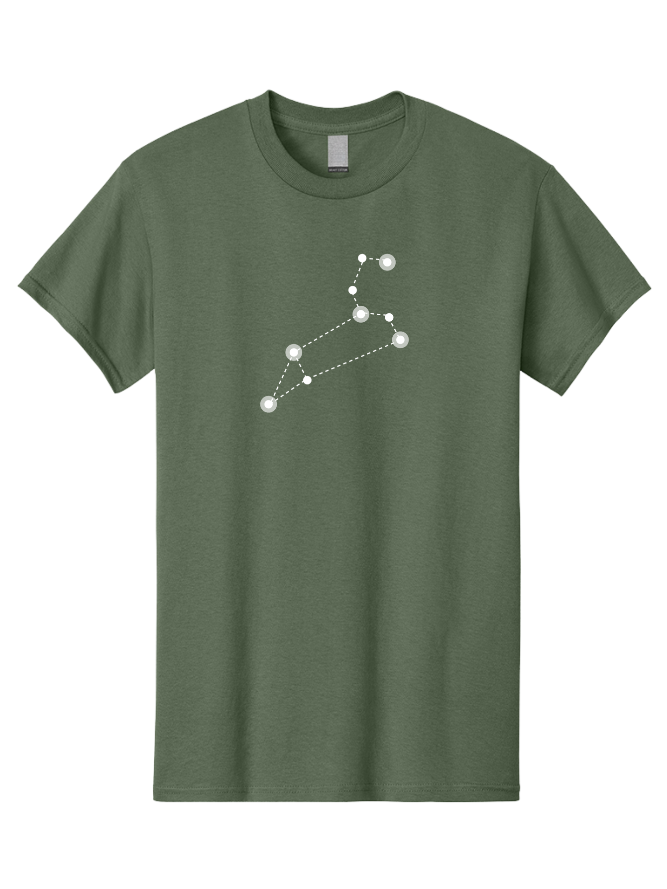 Big-Dipper Men'S Graphic Tee, 100% Cotton, Comfortable Casual Summer Wear, Machine Washable, Constellation Pattern, Big Dipper Stars, Astronomy Symbol, Glowing Constellation, Dotted Lines Connecting Stars, White Stars On Green, Aac278