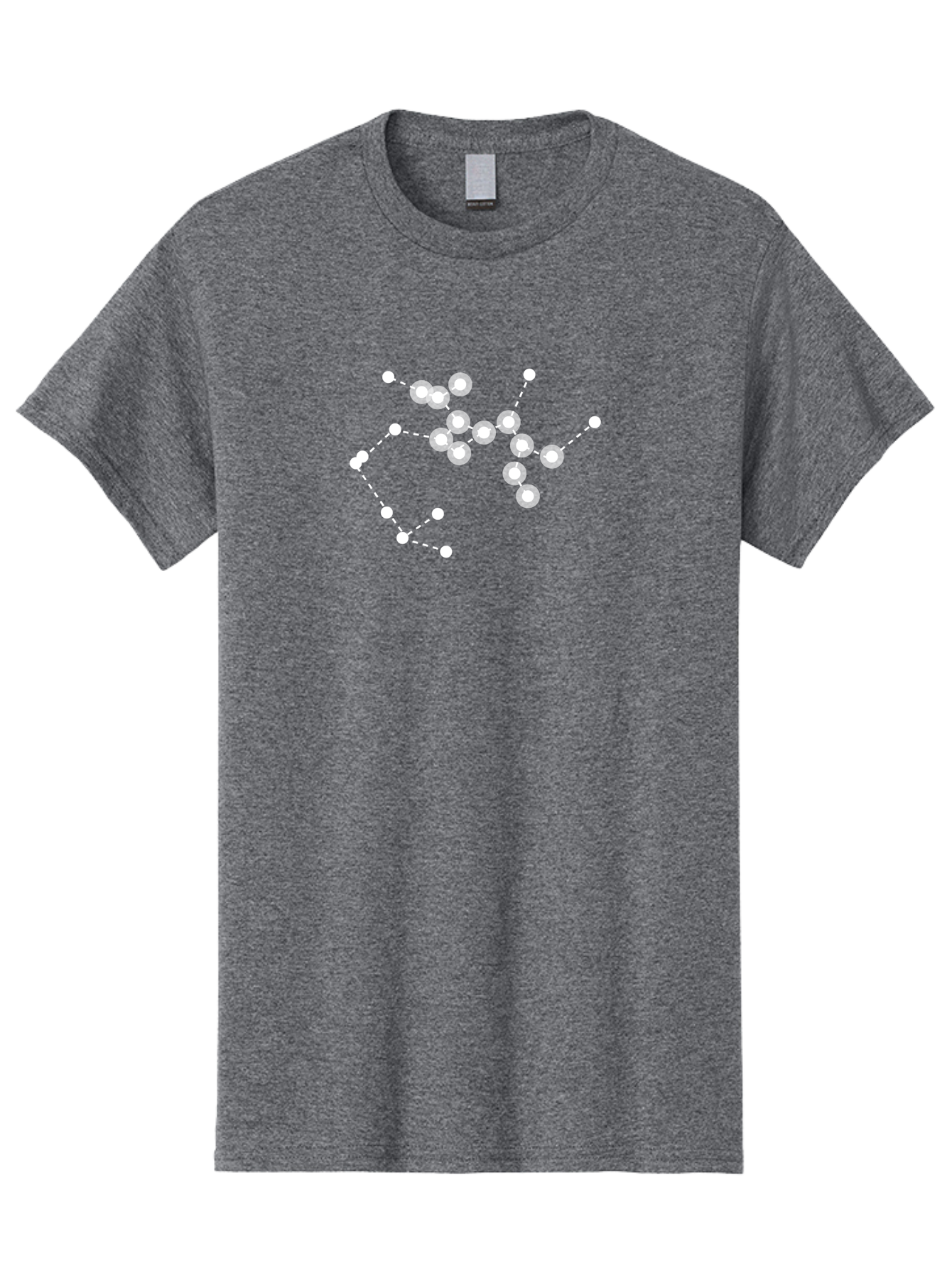 Cancer-Constellation Men'S Graphic Tee, 100% Cotton, Comfortable Casual Summer Wear, Machine Washable, Constellation Of Stars, Starry Night Sky, White Dots Connected By Dashed Lines, Astronomical Pattern, Simple Graphics, Minimalist Design, Aac279