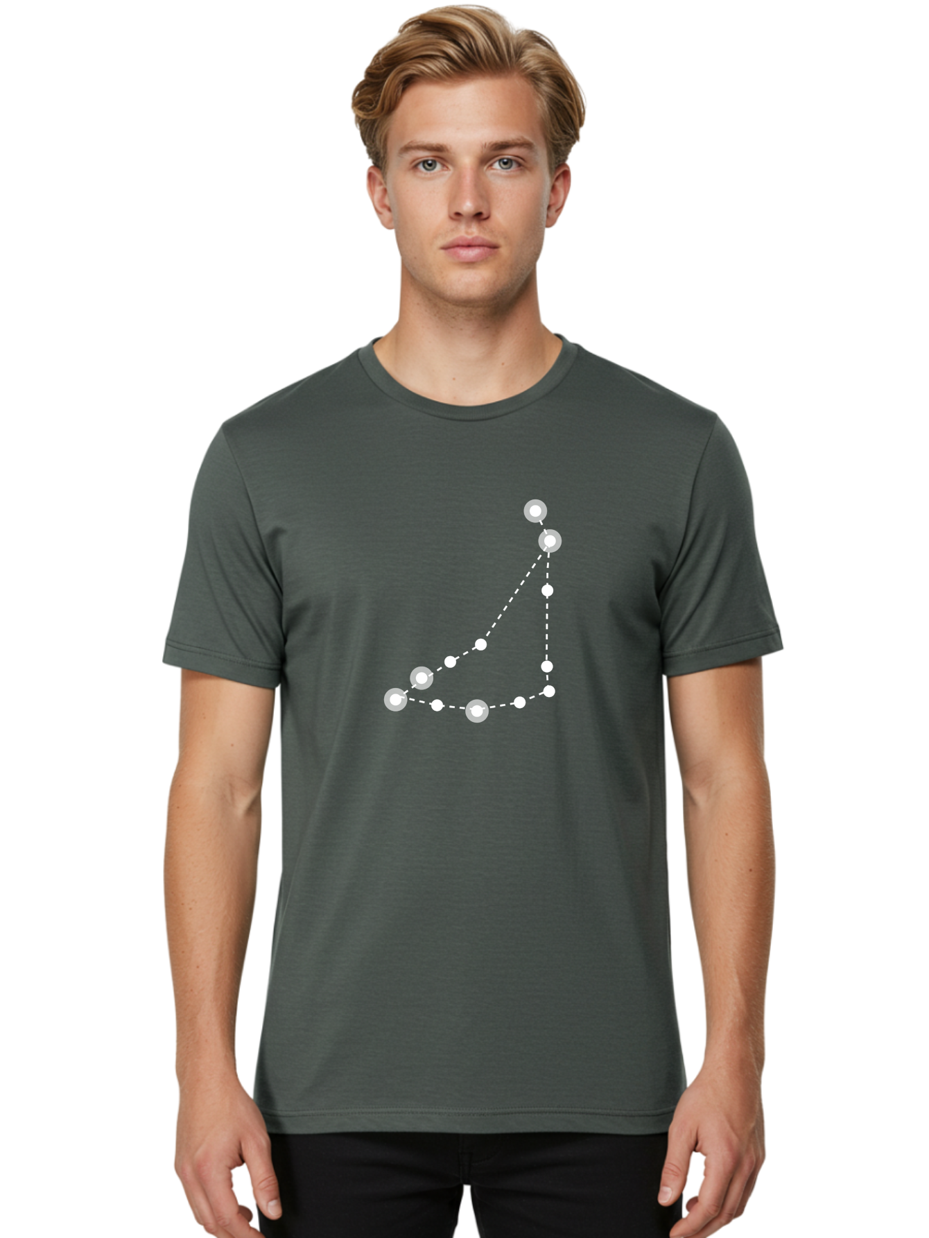 Constellation-Pattern-1 Men'S Graphic Tee, 100% Cotton, Comfortable Casual Summer Wear, Machine Washable, Constellation, White Stars, Dotted Lines, Celestial Map, Astronomy, Night Sky, Star Pattern, Zodiac Signs Aac285