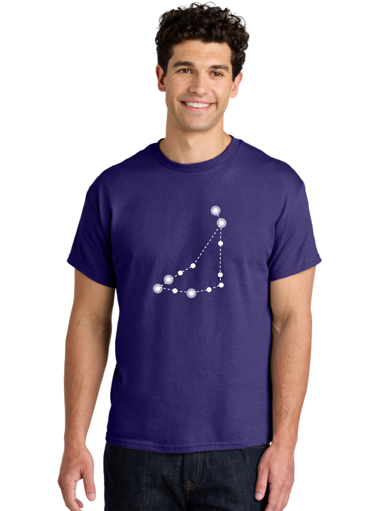 Constellation-Pattern-1 Men'S Graphic Tee, 100% Cotton, Comfortable Casual Summer Wear, Machine Washable, Constellation, White Stars, Dotted Lines, Celestial Map, Astronomy, Night Sky, Star Pattern, Zodiac Signs Aac285