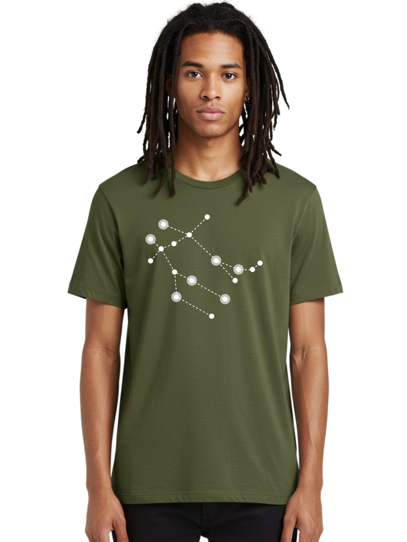 Constellation-Pattern-2 Men'S Graphic Tee, 100% Cotton, Comfortable Casual Summer Wear, Machine Washable, Constellation Pattern, Stars Connected By Dotted Lines, Glowing White Dots, Celestial Design, Night Sky, Astronomy, Space Theme, Aac286