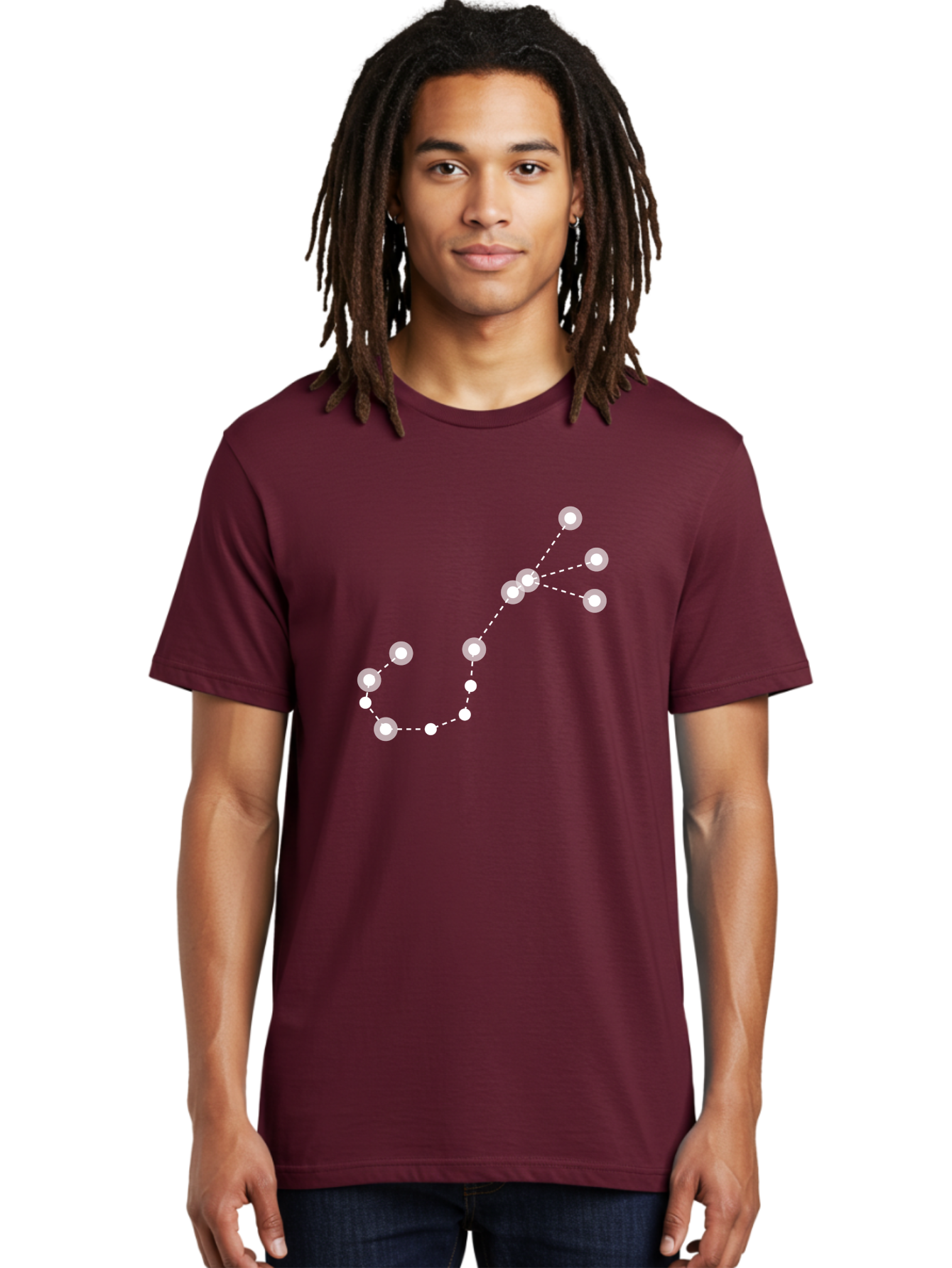 Constellation-Pattern-3 Men'S Graphic Tee, 100% Cotton, Comfortable Casual Summer Wear, Machine Washable, Constellation Pattern, Stars Connected By Dotted Lines, Astronomy, Space, Glowing Orbs, Celestial Navigation, Night Sky Aac287