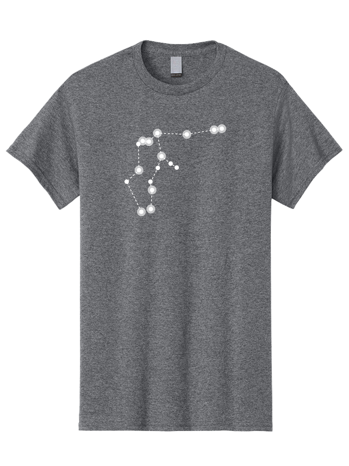 Constellation Men'S Graphic Tee, 100% Cotton, Comfortable Casual Summer Wear, Machine Washable, Stars Connected By Dotted Lines, Glowing White Dots, Celestial Navigation, Astronomy, Constellations, Starry Night Sky, Nighttime, Aac289