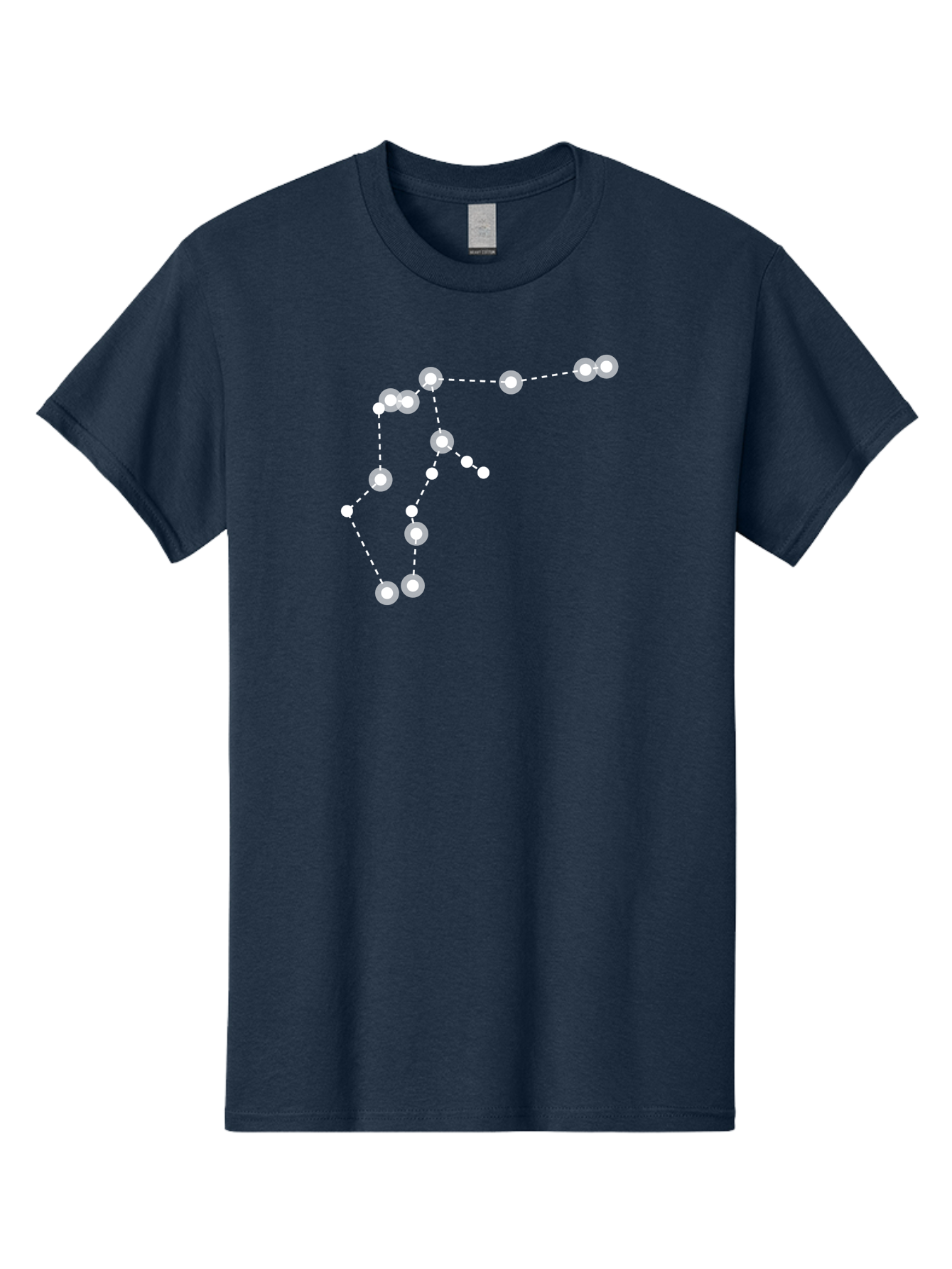 Constellation Men'S Graphic Tee, 100% Cotton, Comfortable Casual Summer Wear, Machine Washable, Stars Connected By Dotted Lines, Glowing White Dots, Celestial Navigation, Astronomy, Constellations, Starry Night Sky, Nighttime, Aac289