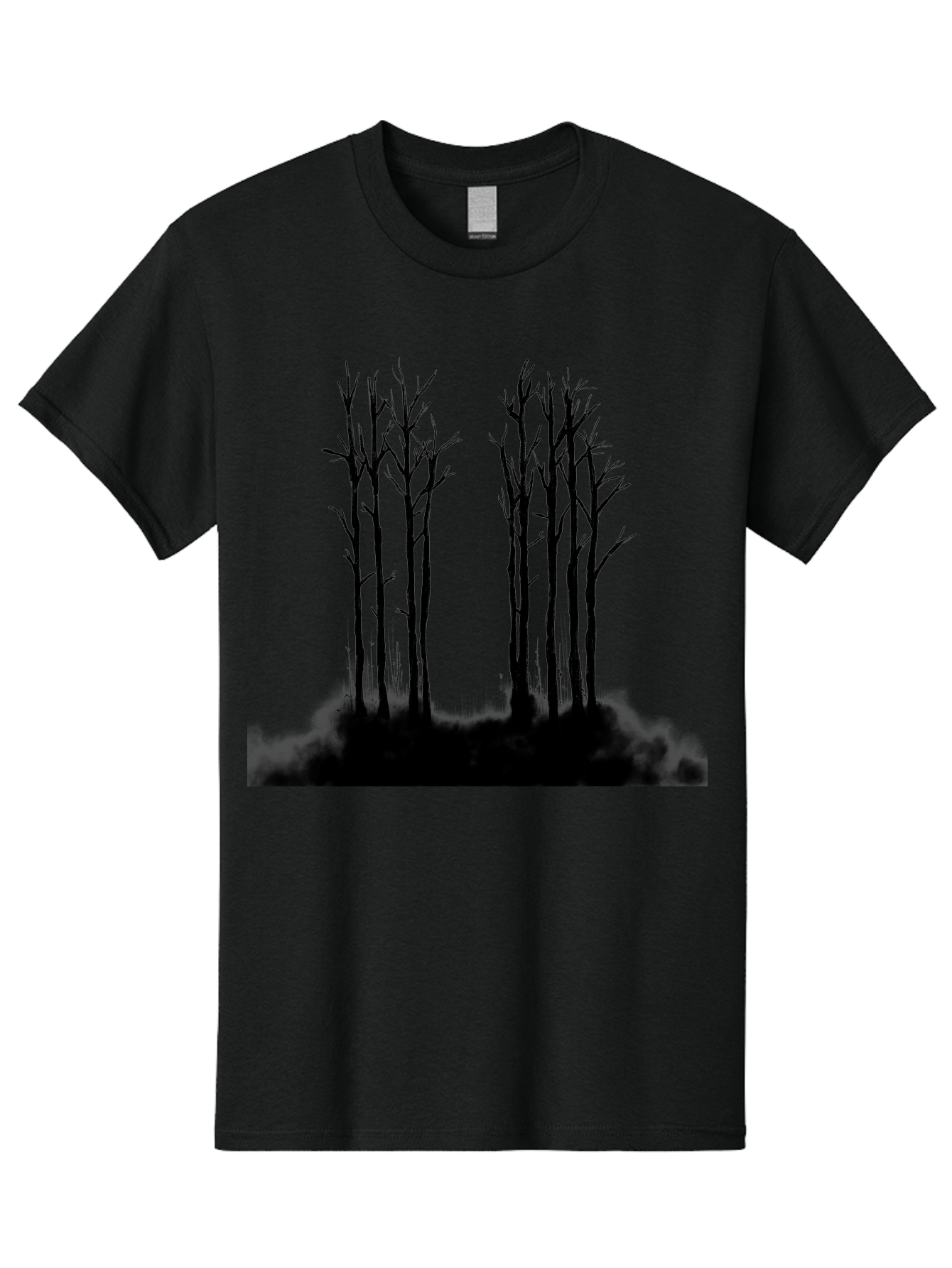 Bare-Trees-1 Men'S Graphic Tee, 100% Cotton, Comfortable Casual Summer Wear, Machine Washable, Bare Trees, Silhouette Art, Black Trees, Leafless Branches, Minimalist Design, Eerie Atmosphere, Dramatic Shadows Aac292
