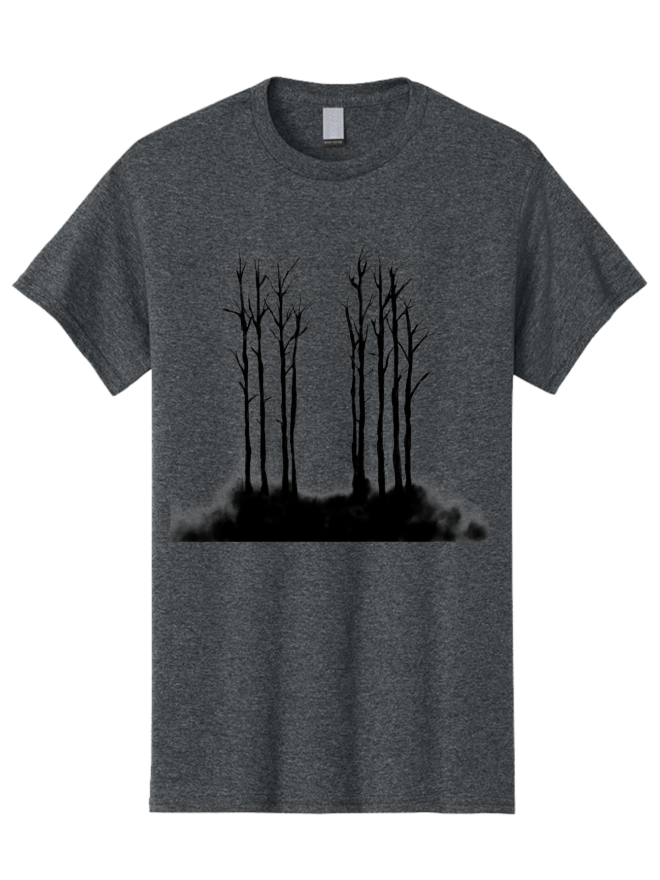 Bare-Trees-1 Men'S Graphic Tee, 100% Cotton, Comfortable Casual Summer Wear, Machine Washable, Bare Trees, Silhouette Art, Black Trees, Leafless Branches, Minimalist Design, Eerie Atmosphere, Dramatic Shadows Aac292